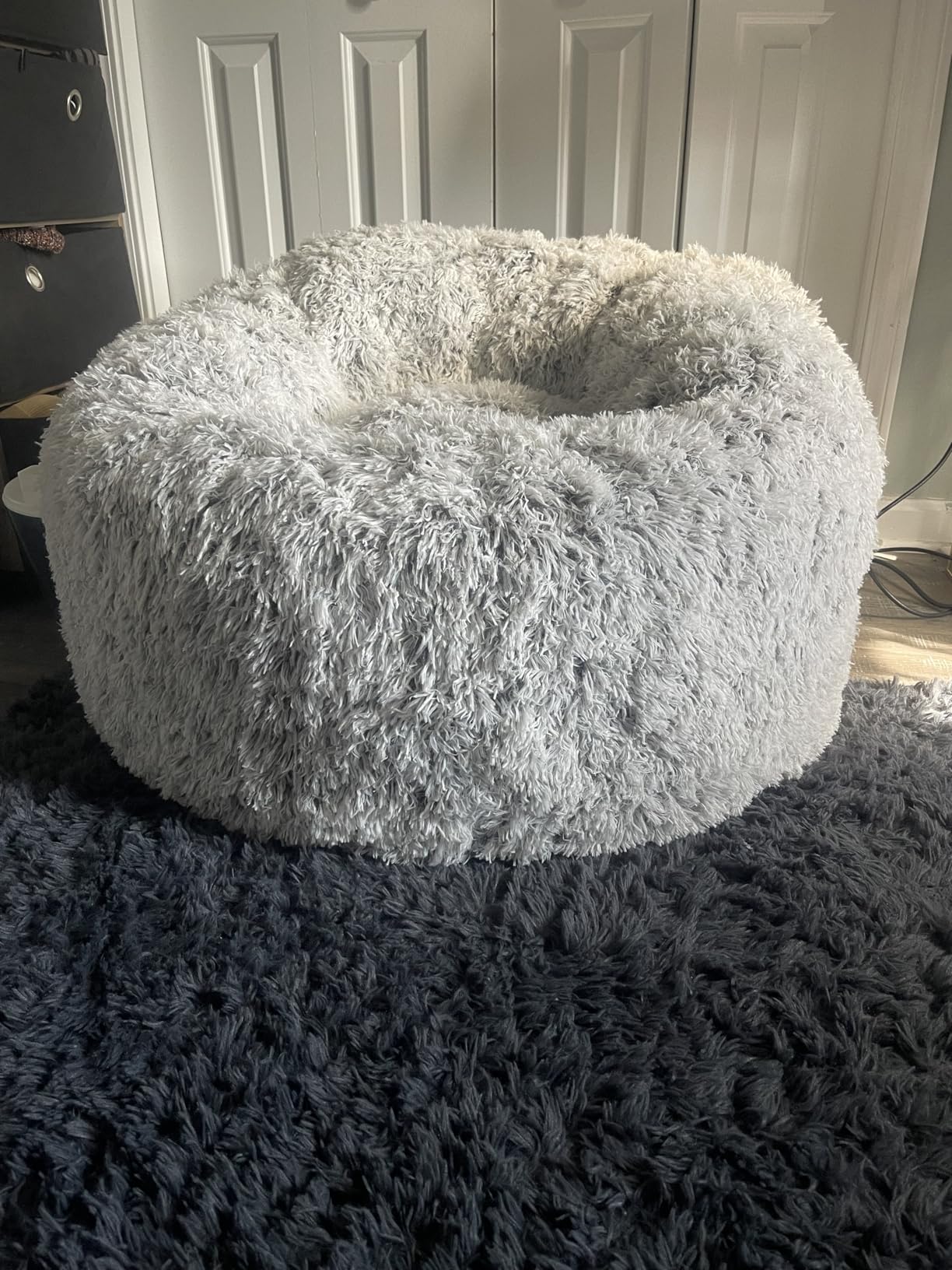 Plush Faux Fur Bean Bag Chairs, Memory Foam Filled Sofa Chair Shape Bean Bag for Adults/Teens/Kids, Ultra-Soft Lazy Sofa for Living Room Bedroom College Dorm, Grey customer photo 1