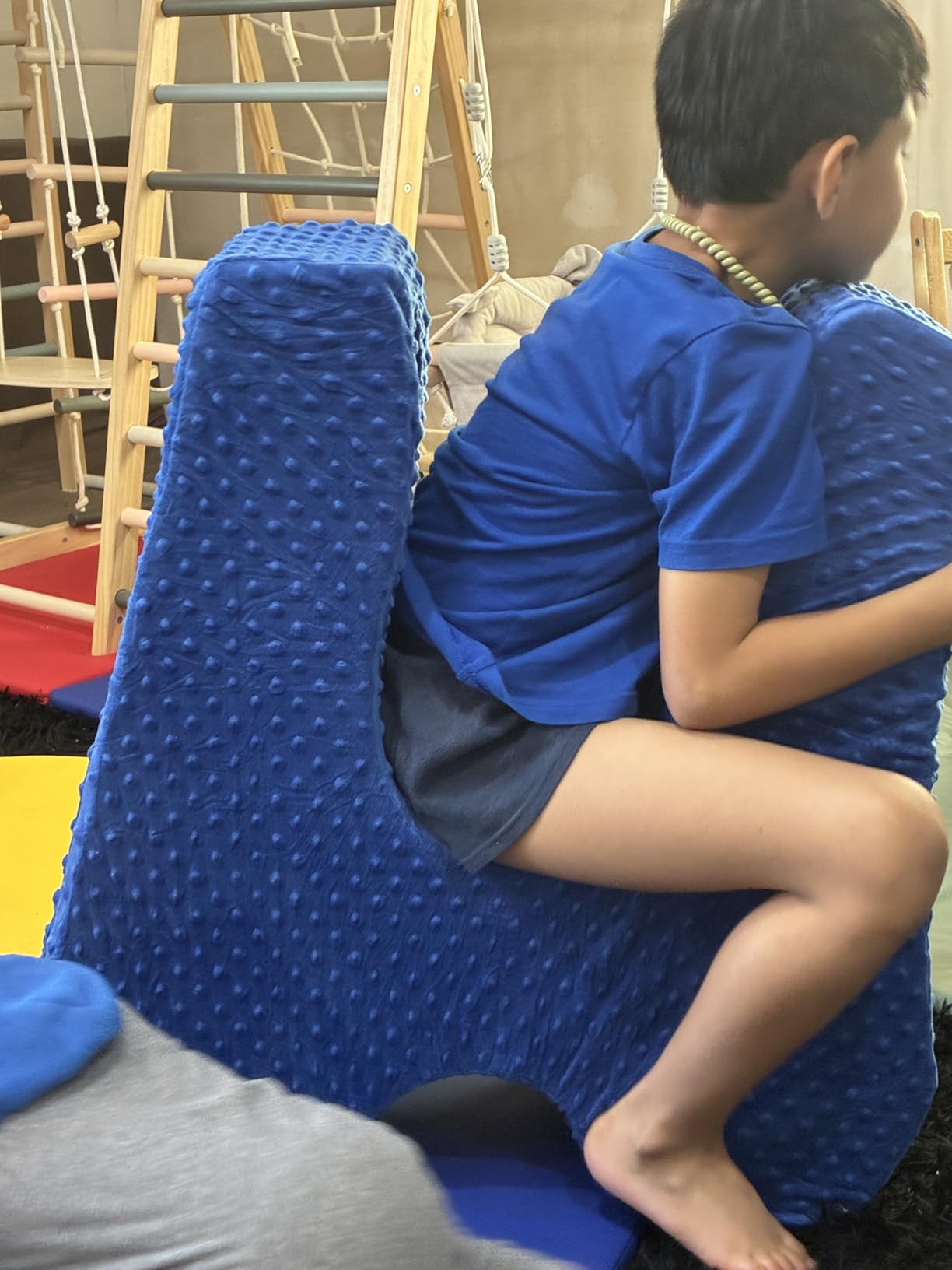 NOVII Sensory Rocker Chair for Kids, Soft Squeeze Sensory Seat, Calming Compression Chair with Sensory Needs for Kids, Washable Cover, Easy to Move with Handle, Suitable for Sensory Rooms, (Royal Blue) customer photo 1