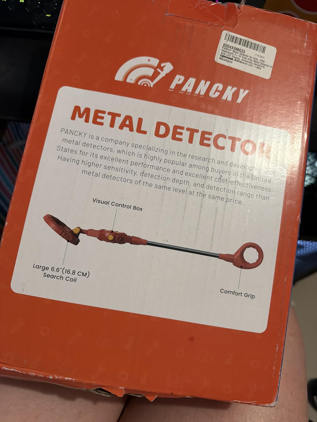 PANCKY Metal Detector for Kids, IP68 Waterproof 3-10 Year Kids Metal Detector Kit with LCD Display, Automatic Sensitivity Adjustment, 6.55