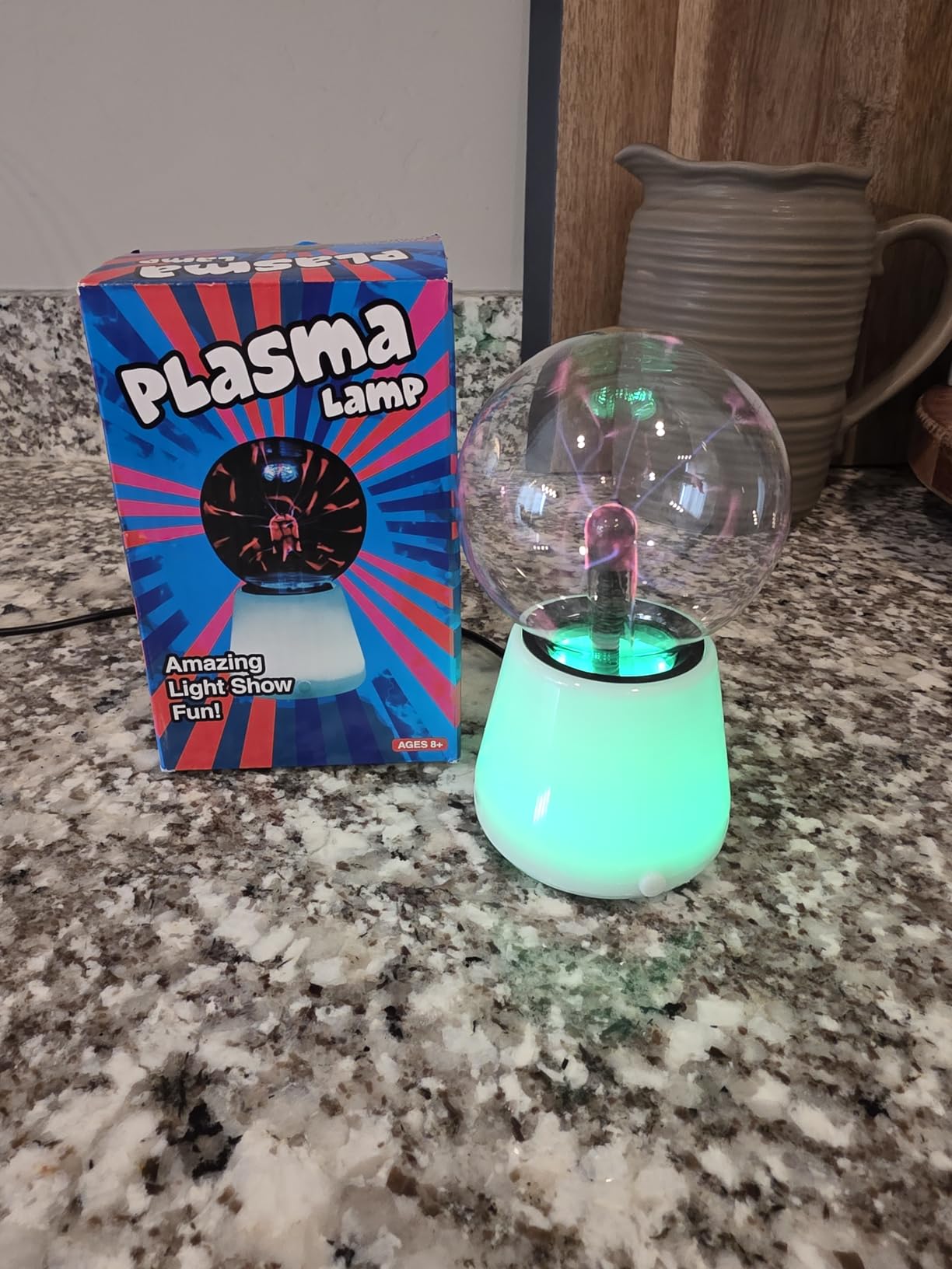 Plasma Ball Lamp 3-Inch, Touch Reactive Lightning Globe, USB-C Powered Electric Plasma Ball, 7-Color LED Base Night Light, Interactive STEM Science Toy, Desk Decor Gift customer photo 1