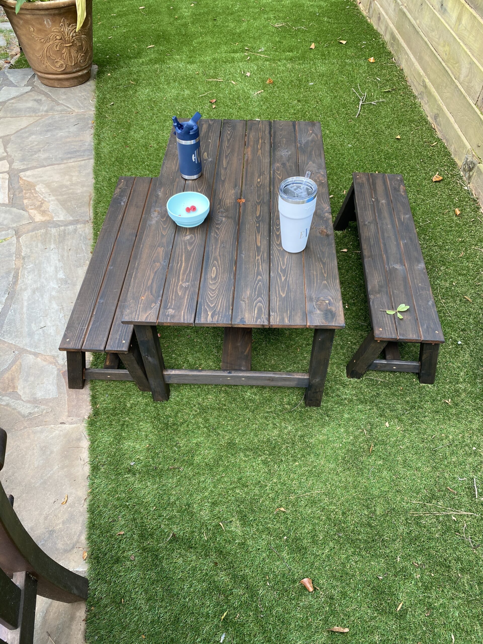 JOYMOR Kids Picnic Table Outdoor Wooden Table & Bench with Adjustable Umbrella, Picnic Table Set w/Removable Cushions for Backyard, Patio, Garden, Indoor(Natural) customer photo 2