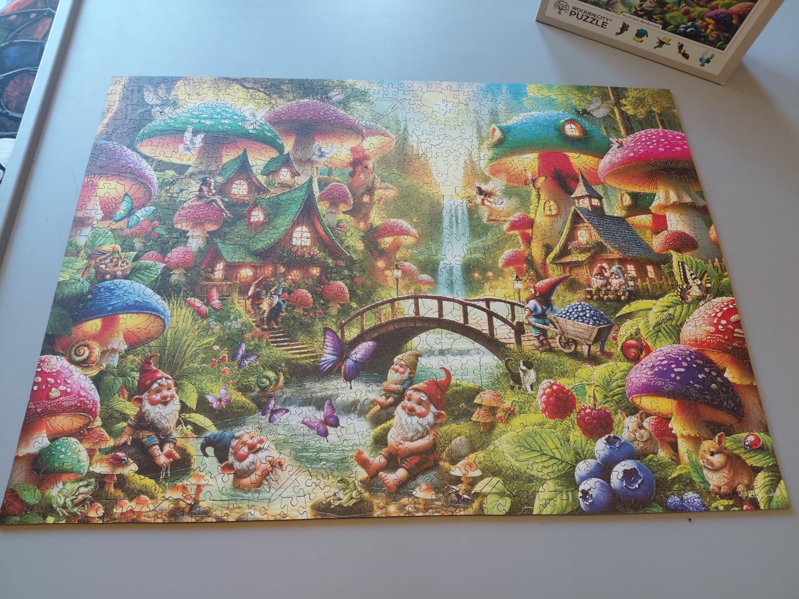 WOODEN.CITY Wooden Puzzle 1000 Pieces Mushroom Wonderland - Premium 1000 Piece Wood Puzzle for Adults with 100 Whimsy Shapes - Made & Designed in EU customer photo 1