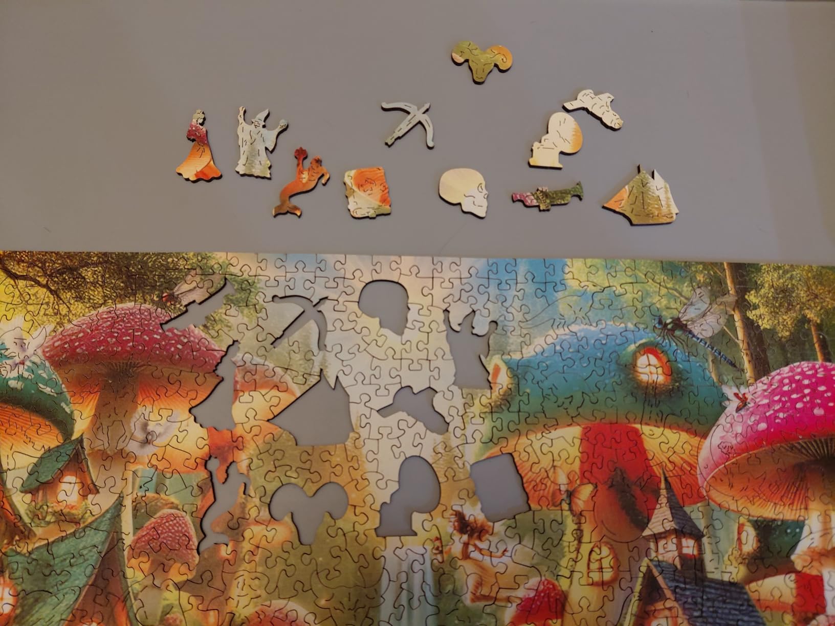 WOODEN.CITY Wooden Puzzle 1000 Pieces Mushroom Wonderland - Premium 1000 Piece Wood Puzzle for Adults with 100 Whimsy Shapes - Made & Designed in EU customer photo 2