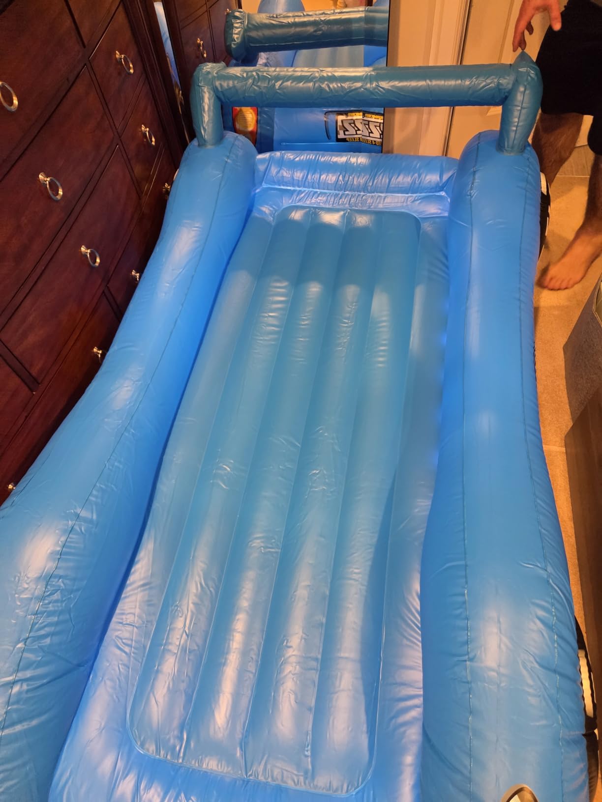 Air Candy Sleep Racer Inflatable Toddler Car Bed | Portable Kid Air Mattress with LED Night Light for Travel & Sleepovers | Blue Blow Up Car Bed for Boys & Girls Ages 3-12 customer photo 2