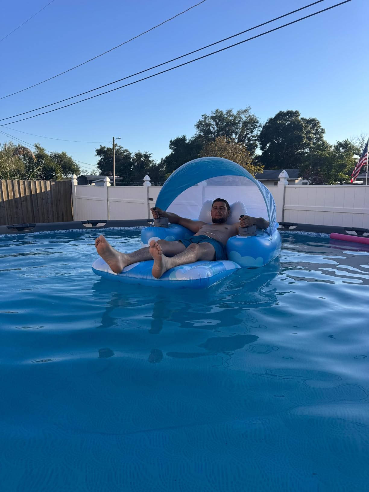 GIGIGO Motorized Pool Float for Adults, Rechargeable Electric Inflatable Lounger with Canopy, Lake River Floats Adult Size with Dual Motors, Pool Toys for Party, Vacation & Relaxation customer photo 1