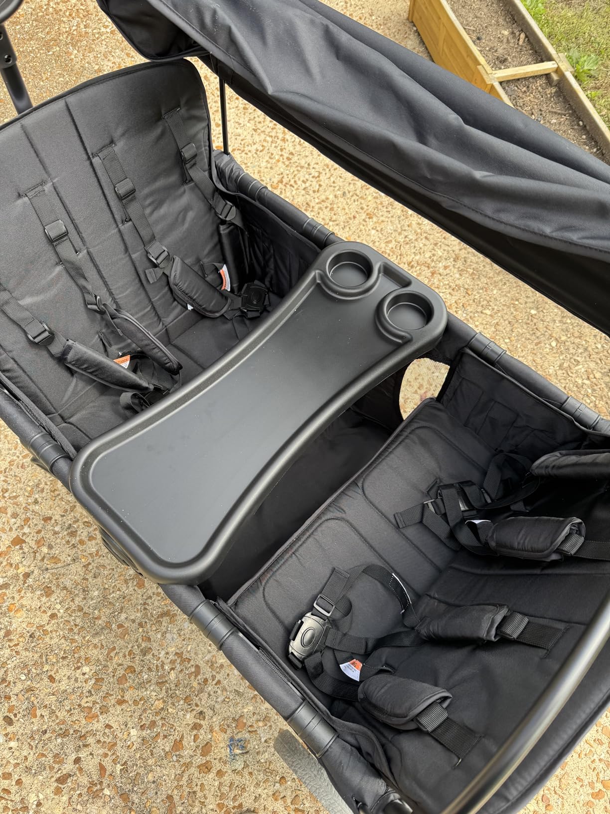 ELEMARA Wagon Stroller 4 Seater, Premium Stroller Wagon for 4 Kids, Foldable All-Terrain Wagon for Kids with Canopy, Adjustable Push/Pull Handles, Convertible High Seat & Organizer, Black customer photo 1