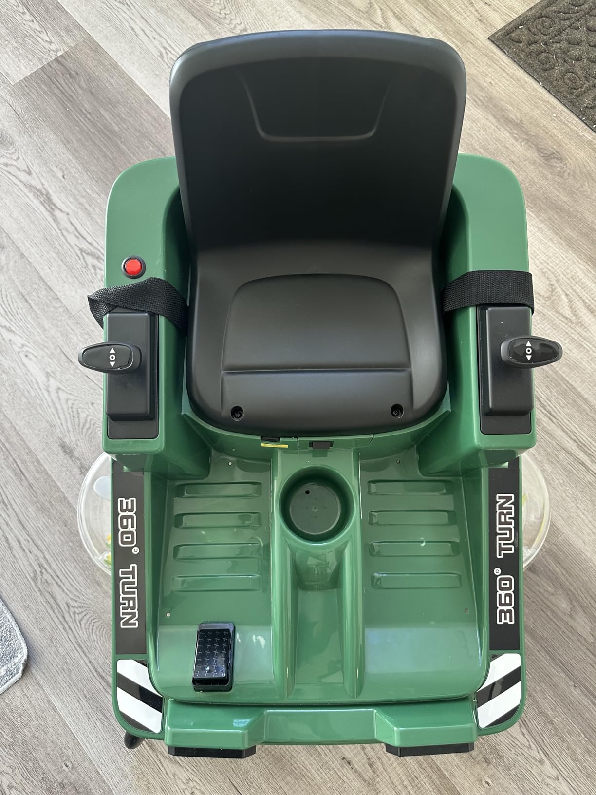 Costzon Ride on Lawn Mower for Kids, 12V Toddler Electric Car with 360 Degree Twist and Turn, Dual Control Sticks, LED Lights, Outdoor Ride on Toy Gift for Boys & Girls Aged 3-8 (Dark Green) customer photo 2