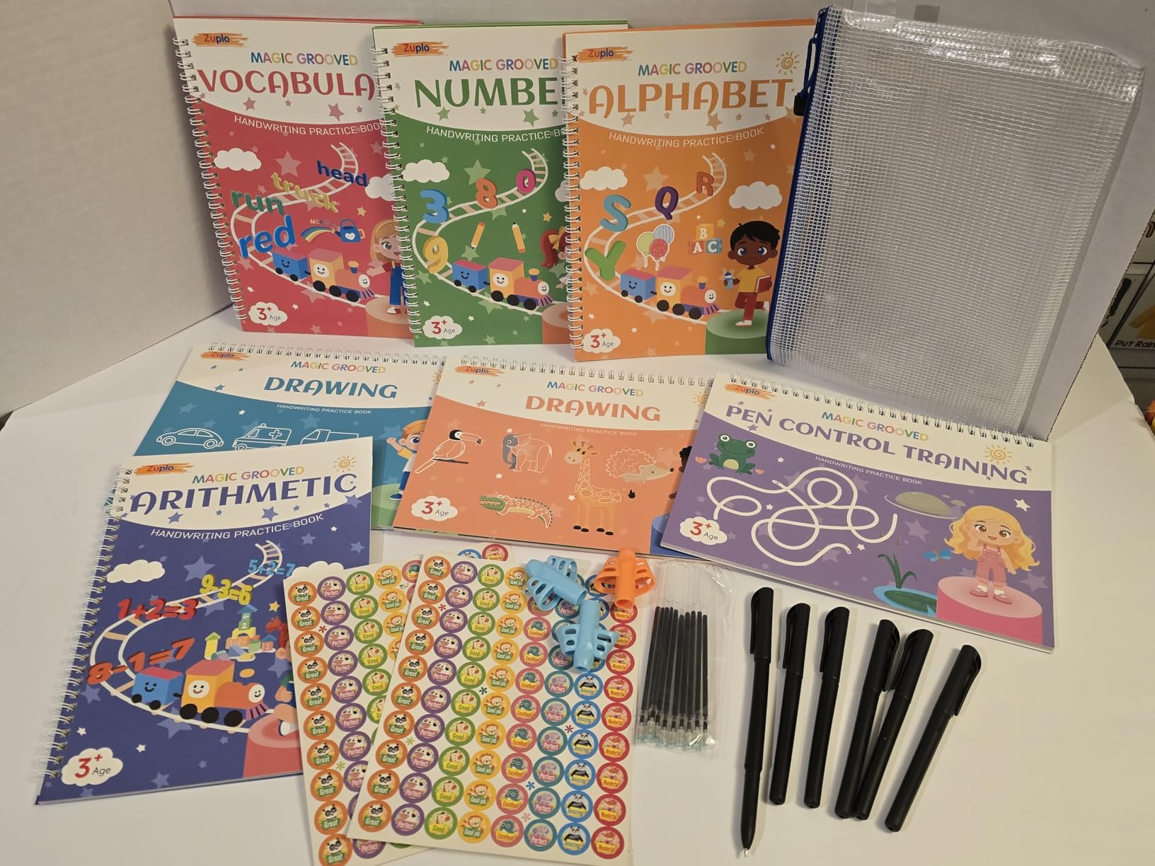 Magic Grooved Writing Practice for Kids Ages 3-8, Reusable Handwriting Workbooks for Preschool Learning, Letters Numbers Math & Drawing Tracing Books with Disappearing Ink Pens, Educational Gift customer photo 1