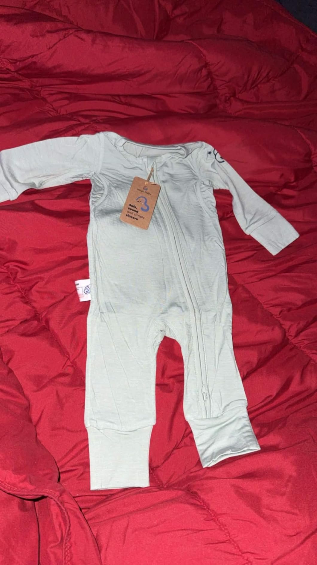 Unisex Zipper Closure Footies, Merino Wool & Rayon Made From Bamboo Bodysuit - Long Sleeve customer photo 2