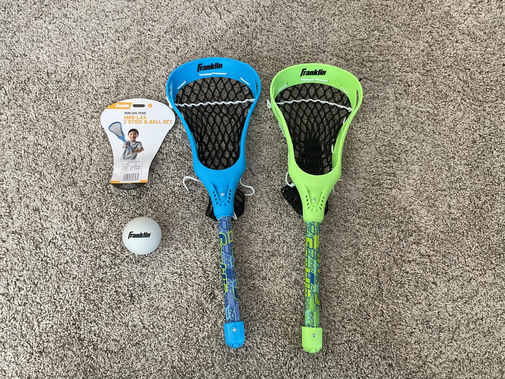 Franklin Sports Mini Lacrosse Set - 2 Mini Sticks & Ball - Indoor Outdoor Backyard Beach Game - 18