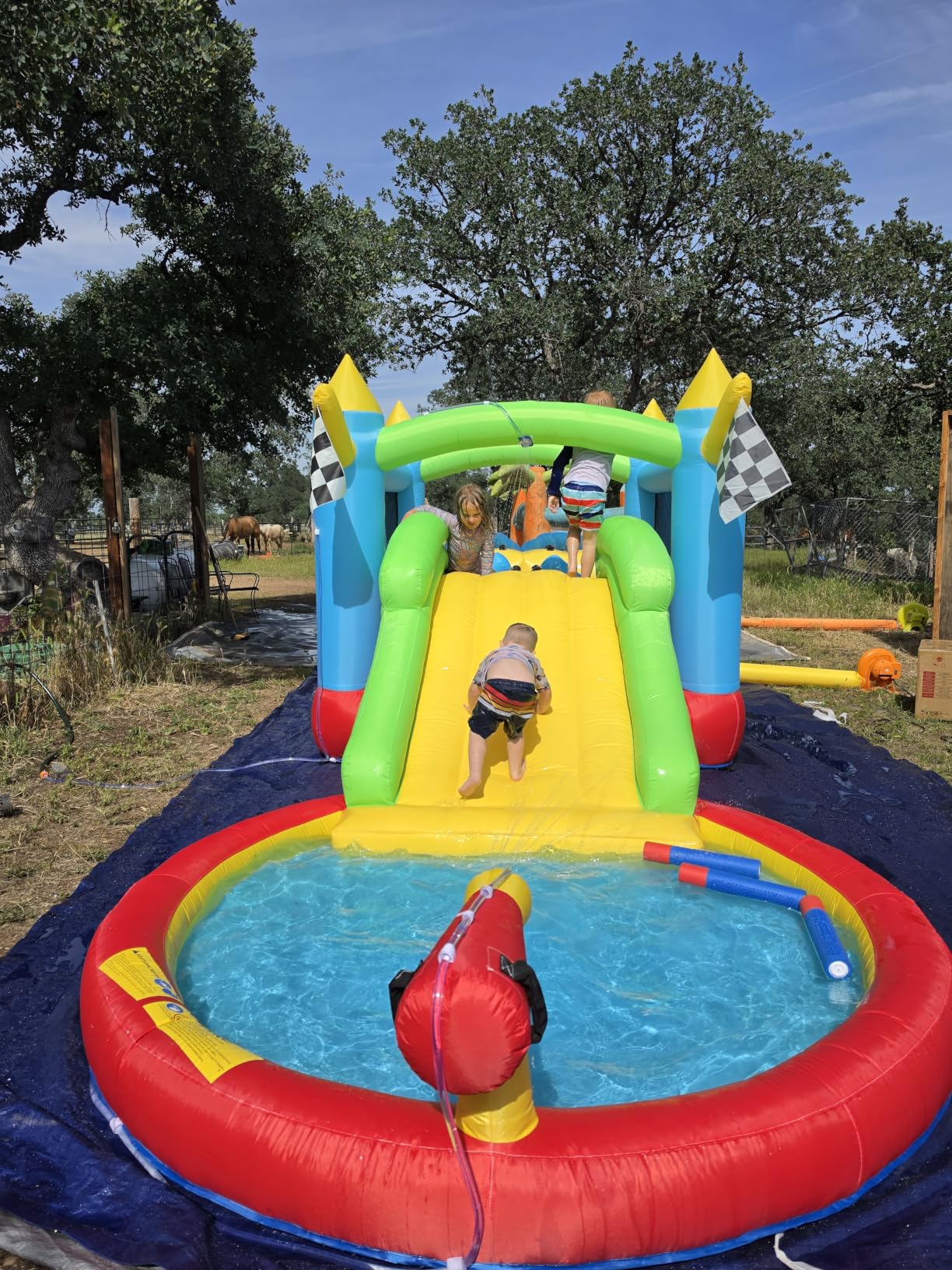 Hapfan Inflatable Obstacle Course for Kids, 2-in-1 Wet & Dry Bounce House with Ball Pit, Slide, Tunnel & Climbing Wall - Design for Indoors & Outdoors, 680W Blower Included customer photo 1