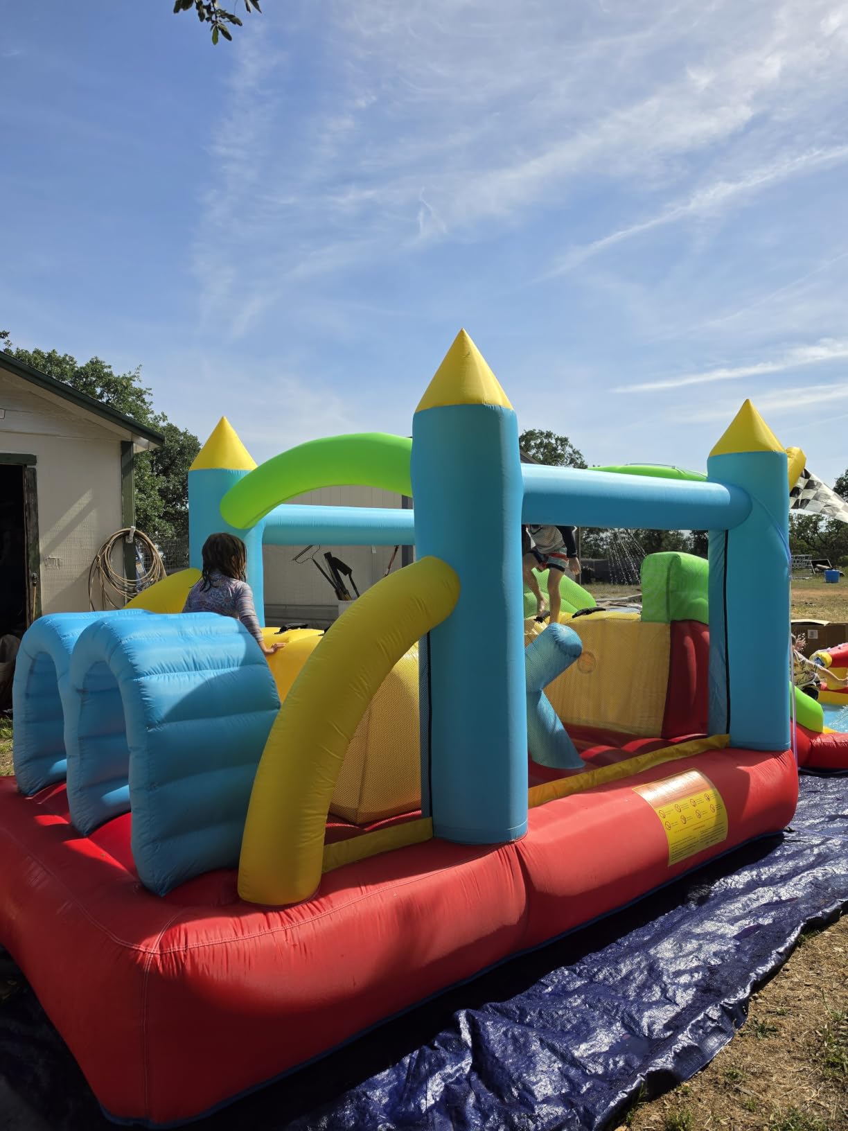 Hapfan Inflatable Obstacle Course for Kids, 2-in-1 Wet & Dry Bounce House with Ball Pit, Slide, Tunnel & Climbing Wall - Design for Indoors & Outdoors, 680W Blower Included customer photo 2