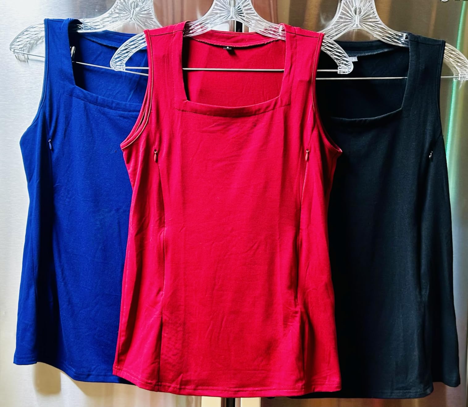 Oakgarden 3 Pack Women Maternity Nursing Tank Tops Breastfeeding Sleeveless Postpartum Shirts Pregnancy Tee Hidden Zippers customer photo 2