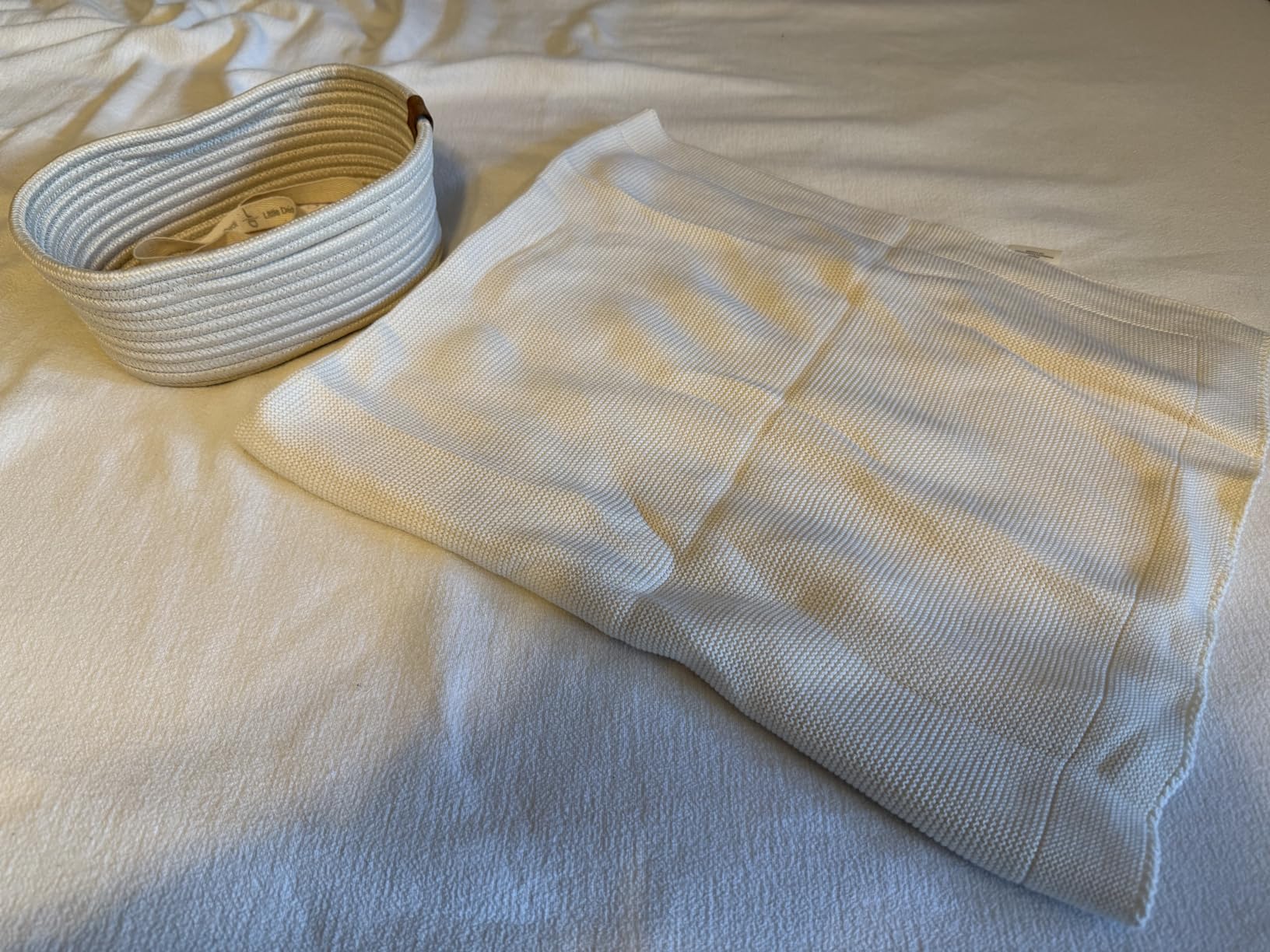 Aleyna Baby Blanket 30x40 in, White - GOTS Certified 70% Organic Cotton & 30% Tencel Blend, Soft Knit Swaddle for Newborns, Handmade Basket Presentation customer photo 1
