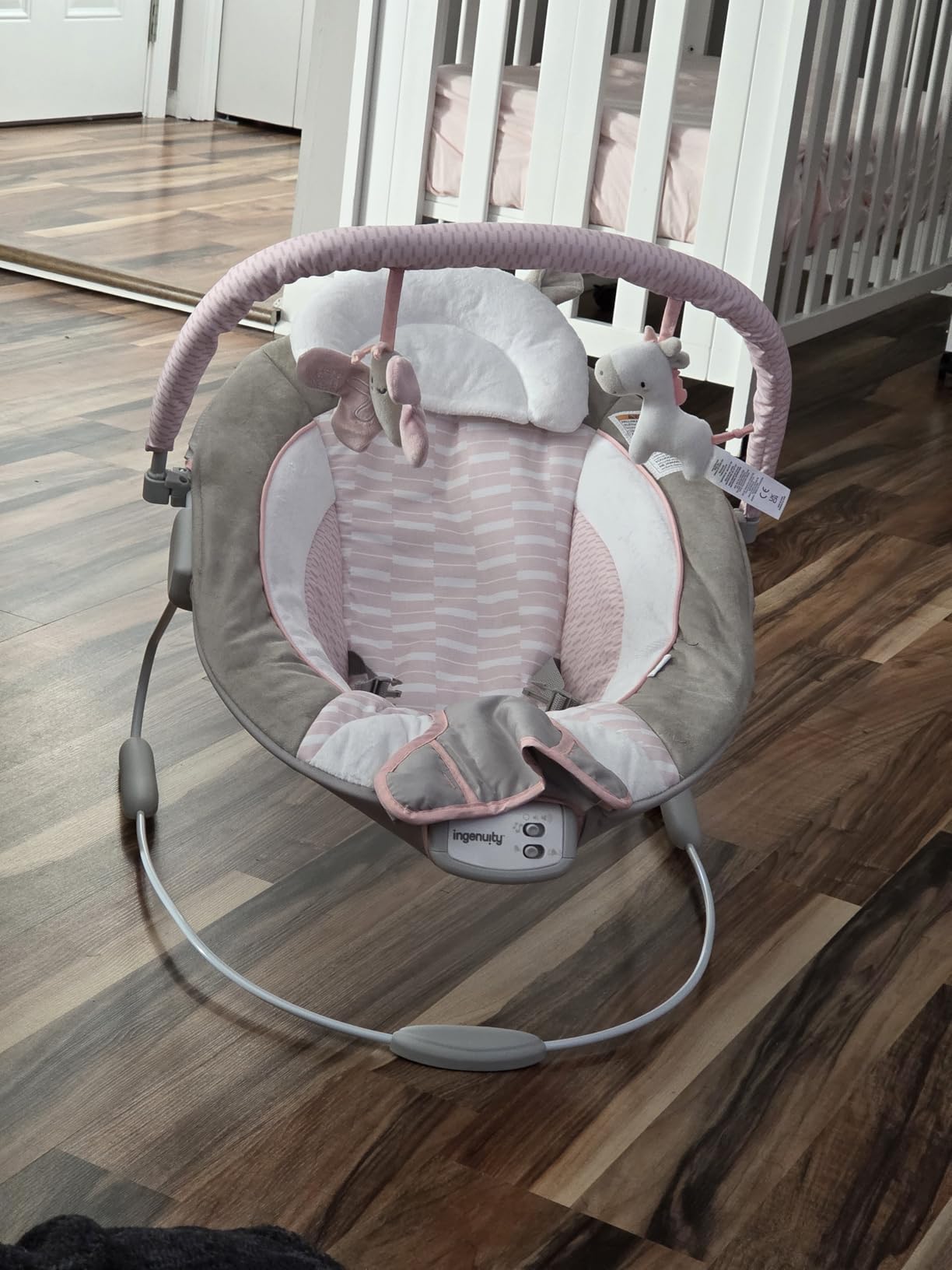Ingenuity Stow & Go Compact Folding Baby Bouncer, Lightweight Portable Seat with Vibration, Green, Under 5 lbs customer photo 1