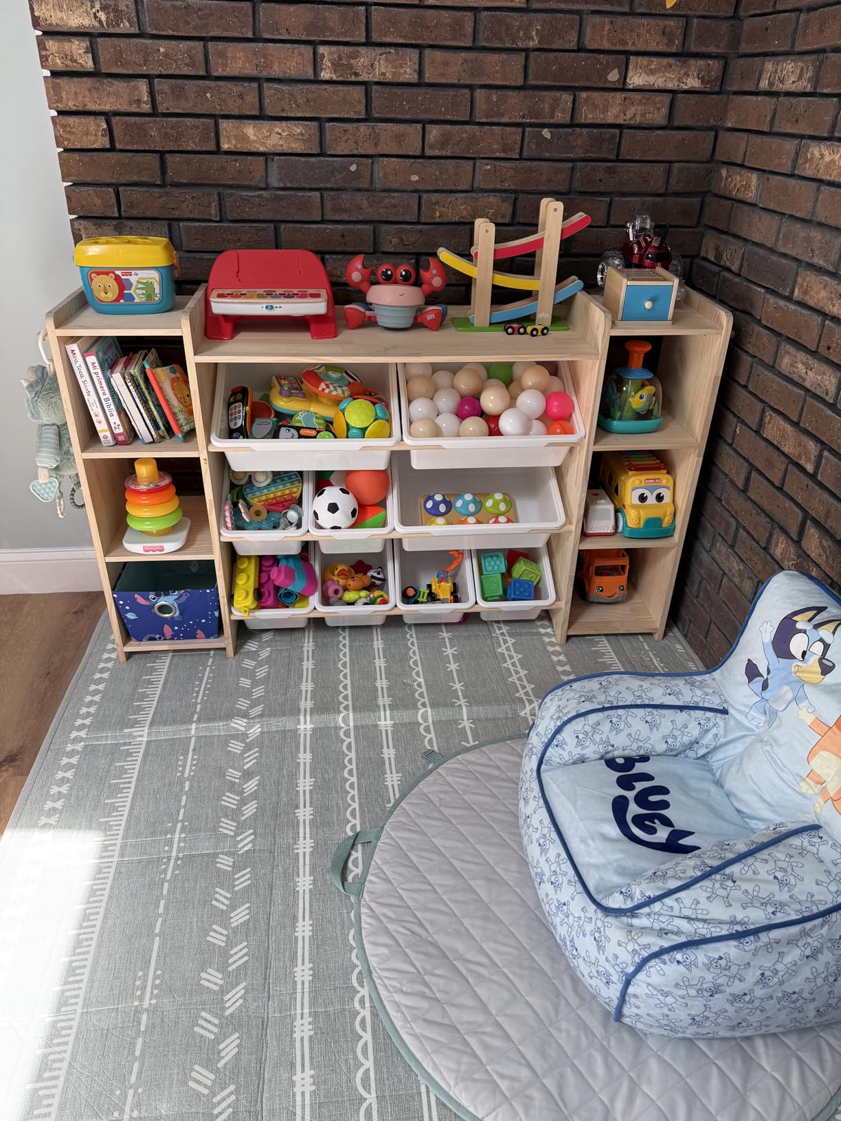 GITAWUSA Toy Storage Organizer, Kids Bookshelf with 6 Shelves, 9 Toy Bins & 6 Hooks | Toy Shelf, Storage Bin Unit, Toy Organization for Playroom, Nursery, Bedroom, Toddler Room, White, 57''W customer photo 2