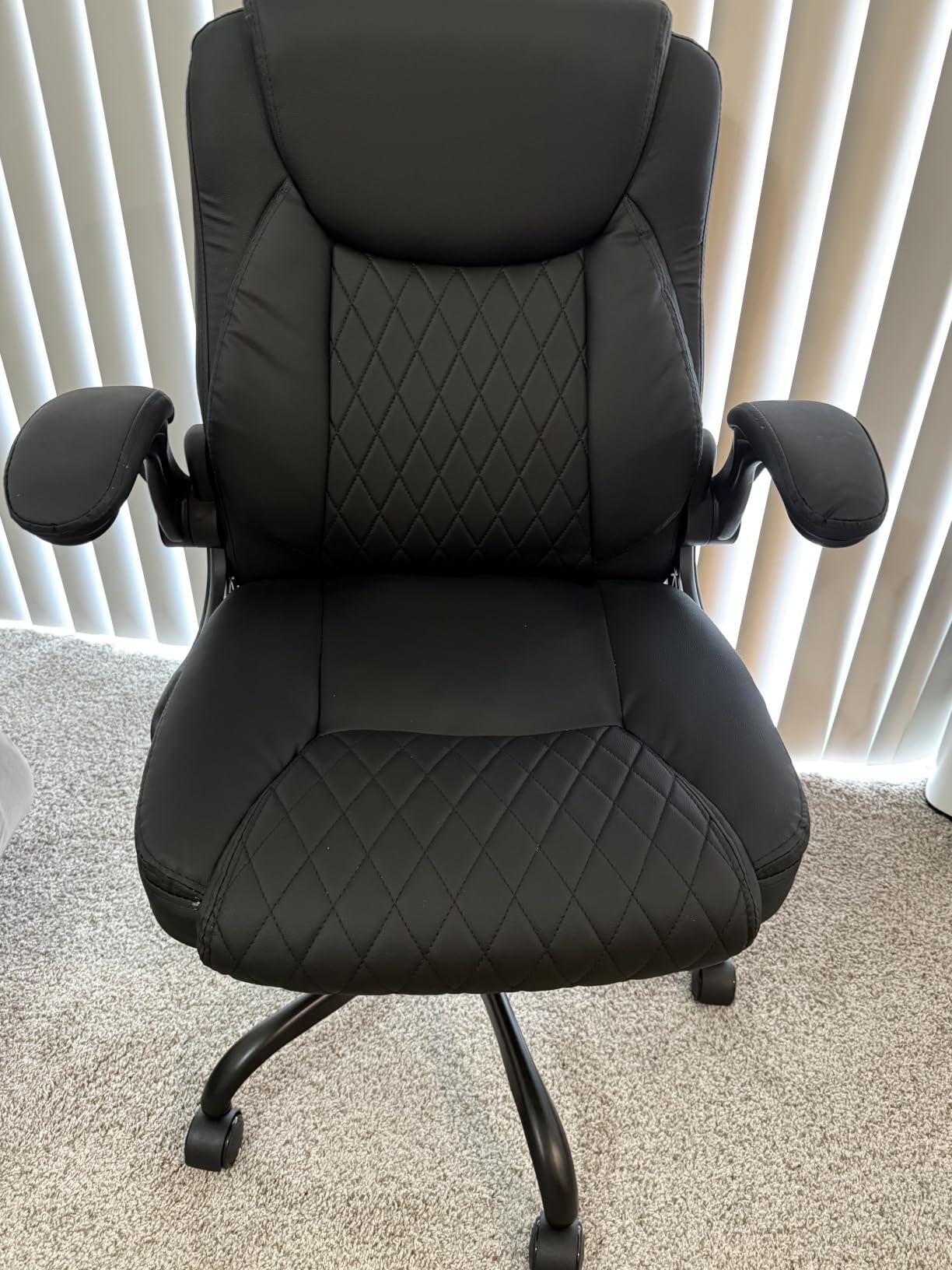 GTPLAYER Leather Office Chair Home Desk Chair with Flip-up Arms and Ergonomic Back Comfy Heavy Duty Executive Chair for Home Office Gaming Black customer photo 1