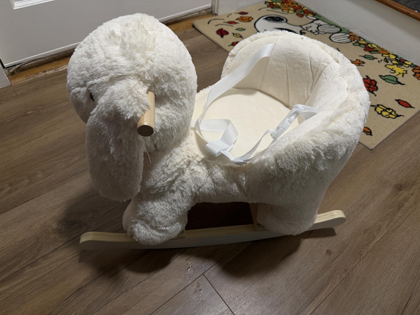 labebe Baby Rocking Horse, Plush Rabbit Animal Rocker, Wooden Rocking Horse with Seat Belt, Kid Ride On Toy for 12M+ Baby Girls, Nursery Birthday customer photo 1