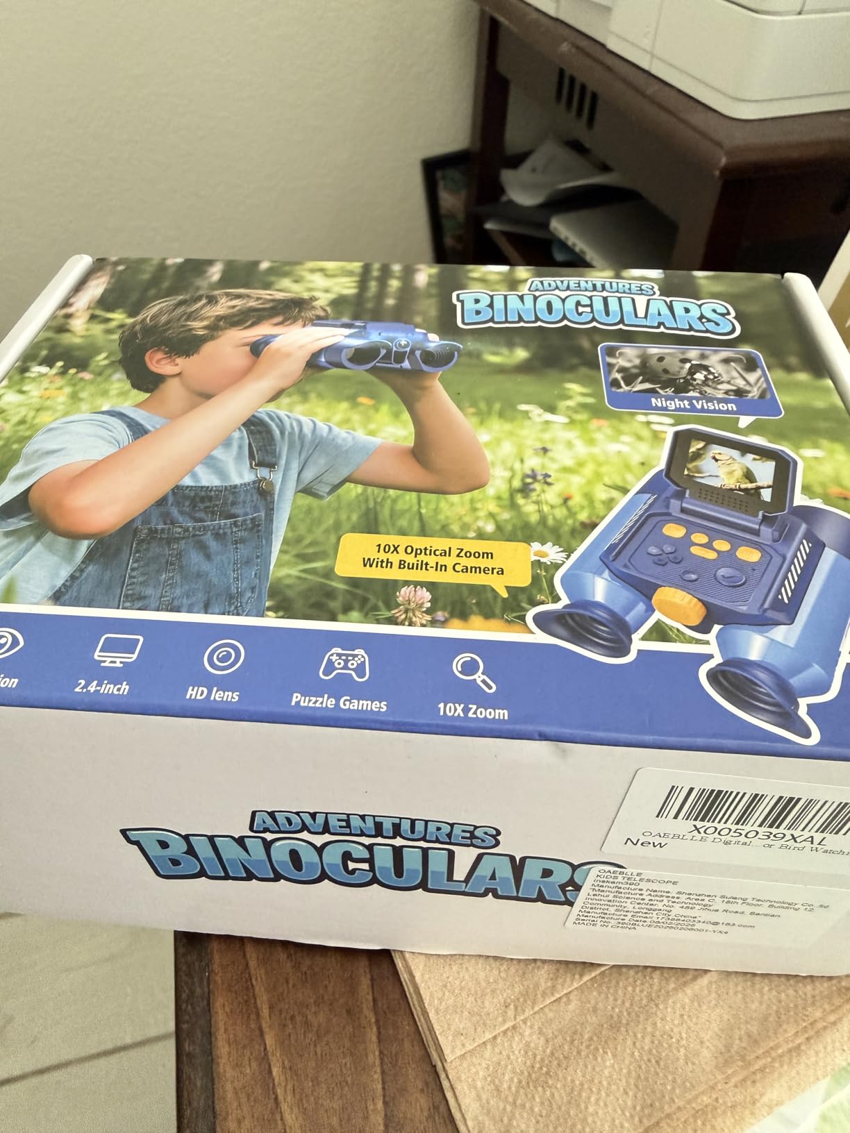 Kids Binoculars with Night Vision Camera, 10X Zoom Digital Adventures Telescope with 2.4