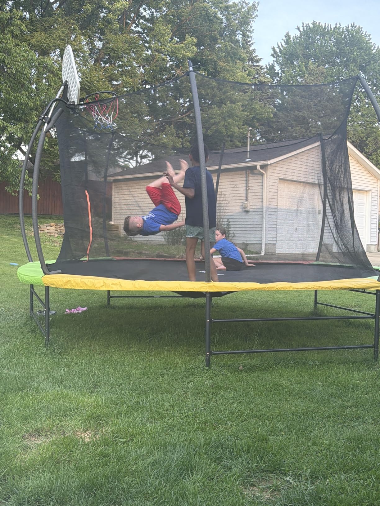 Yohood 14FT Recreational Trampoline with Enclosure Net and Ladder, ASTM Approved for Kids and Adults, with Additional 8 Stabilizer Bars and Anti-Rust Coated Galvanized Frame customer photo 2