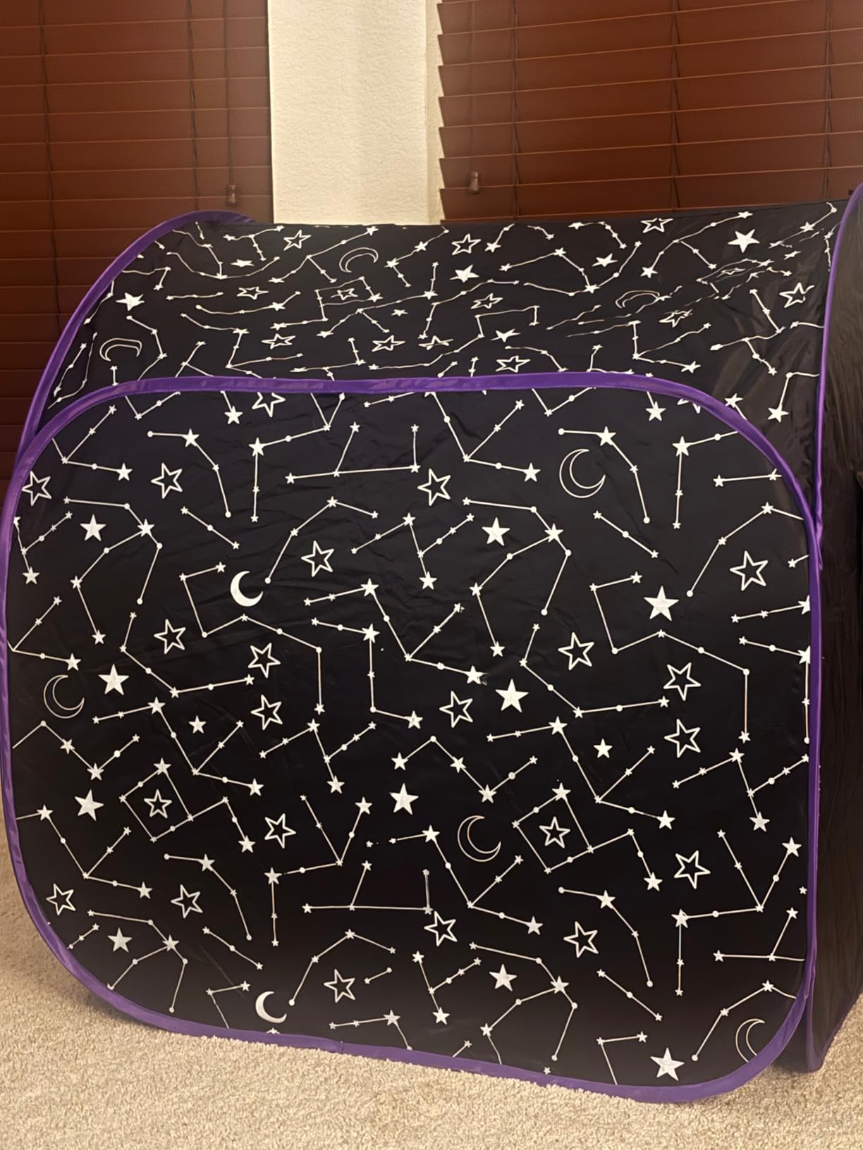 Sensory Tent for Kids Blackout Pop Up Play Tent for Relax & Calming Down, Calm Corner with Fiber Optic Lamp & Glow in The Dark Blanket for Children Ages 3 Years & up customer photo 1
