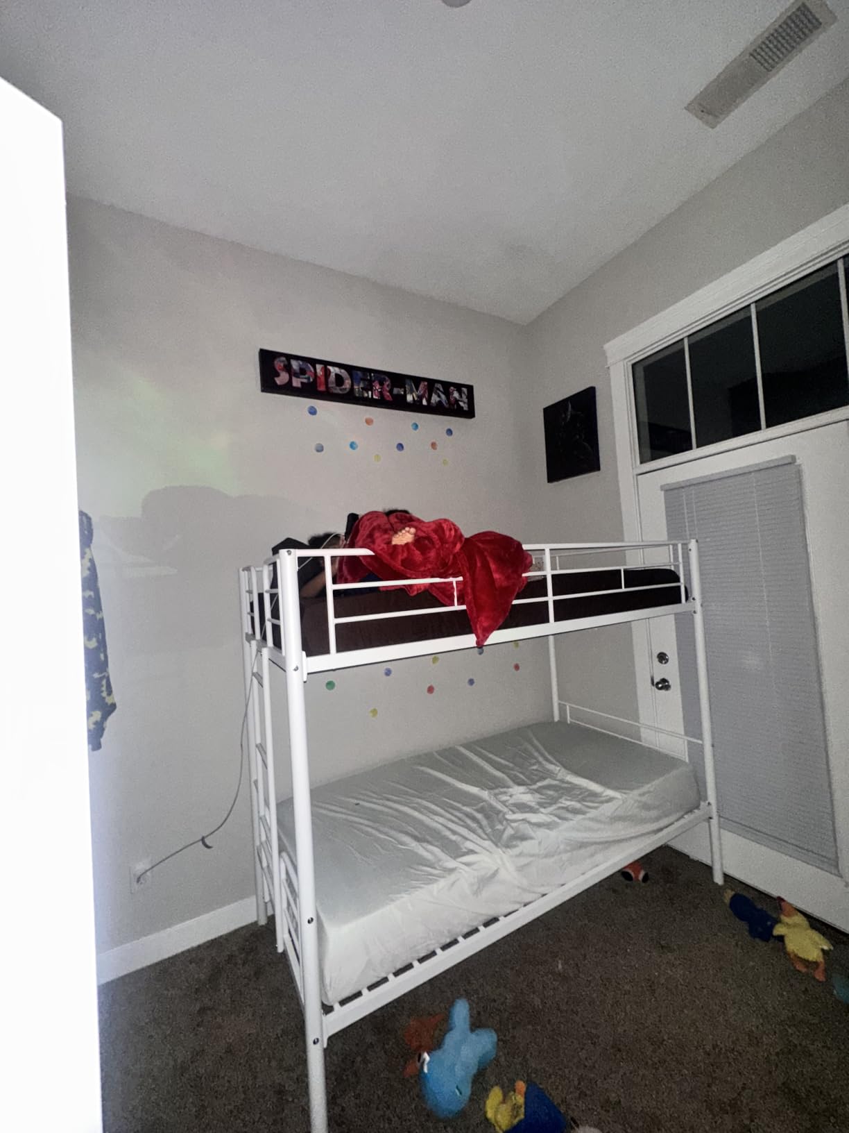 DUMOS Metal Bunk Bed Twin Over Twin with Ladder and High Guardrail, Heavy-Duty Steel Slats Support for School, Under-Bed Storage Space, No Box Spring Needed, Noise Free, White customer photo 1