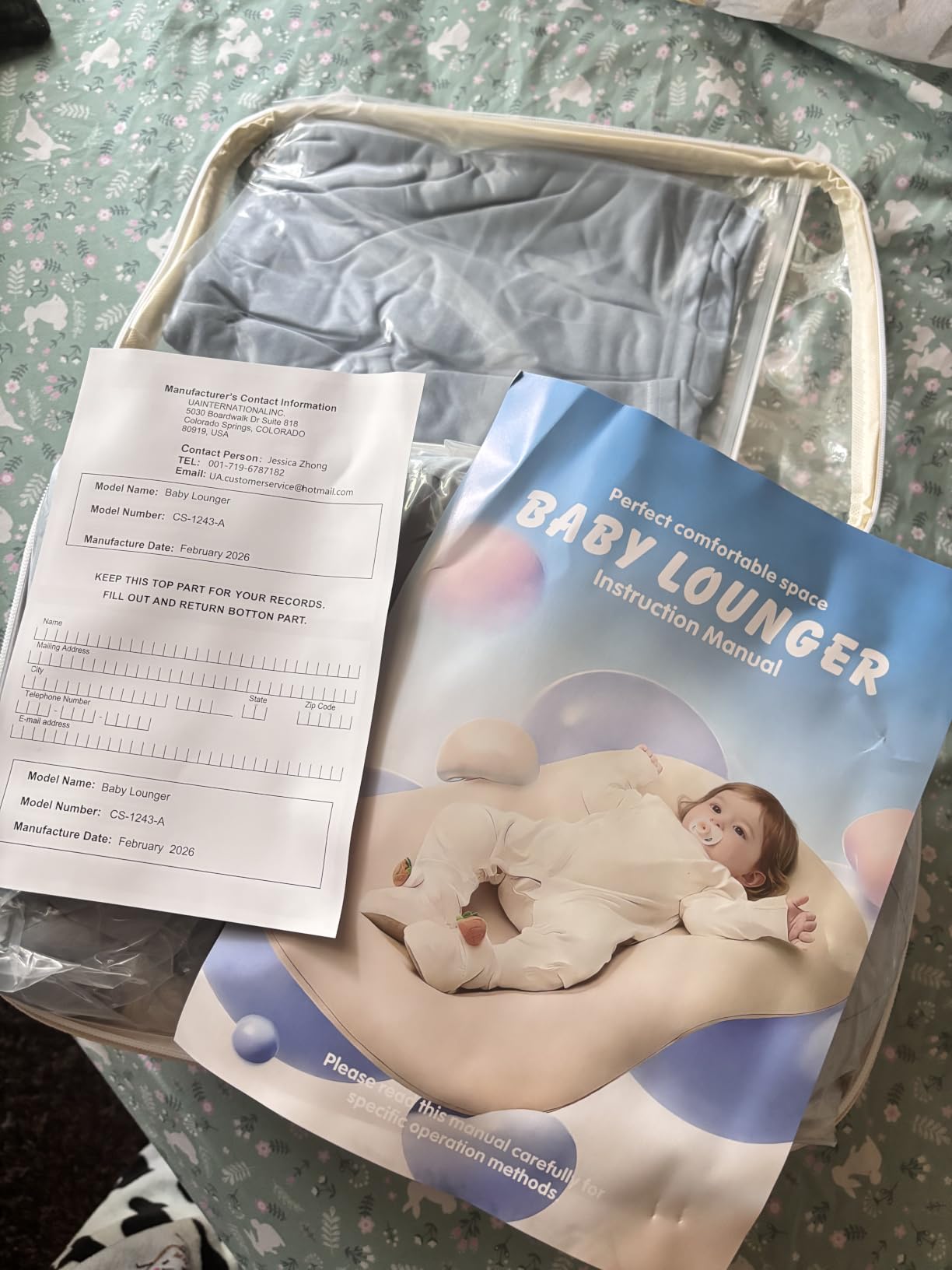 Baby Lounger for Newborns 0-24 Months, Soft Breathable Cotton Infant Support Cushion for Tummy Time & Play, Portable Infant Lounger, Baby Essentials - Navy Blue (Cover Included) customer photo 2