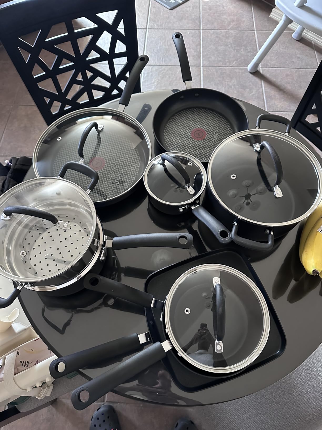 T-Fal Ultimate Hard Anodized Nonstick Pots and Pans Set 17 Piece, Nonstick Cookware Set with Fry Pan, Saucepans, Saute-Pan, Griddle, Dishwasher Safe, Onyx customer photo 2