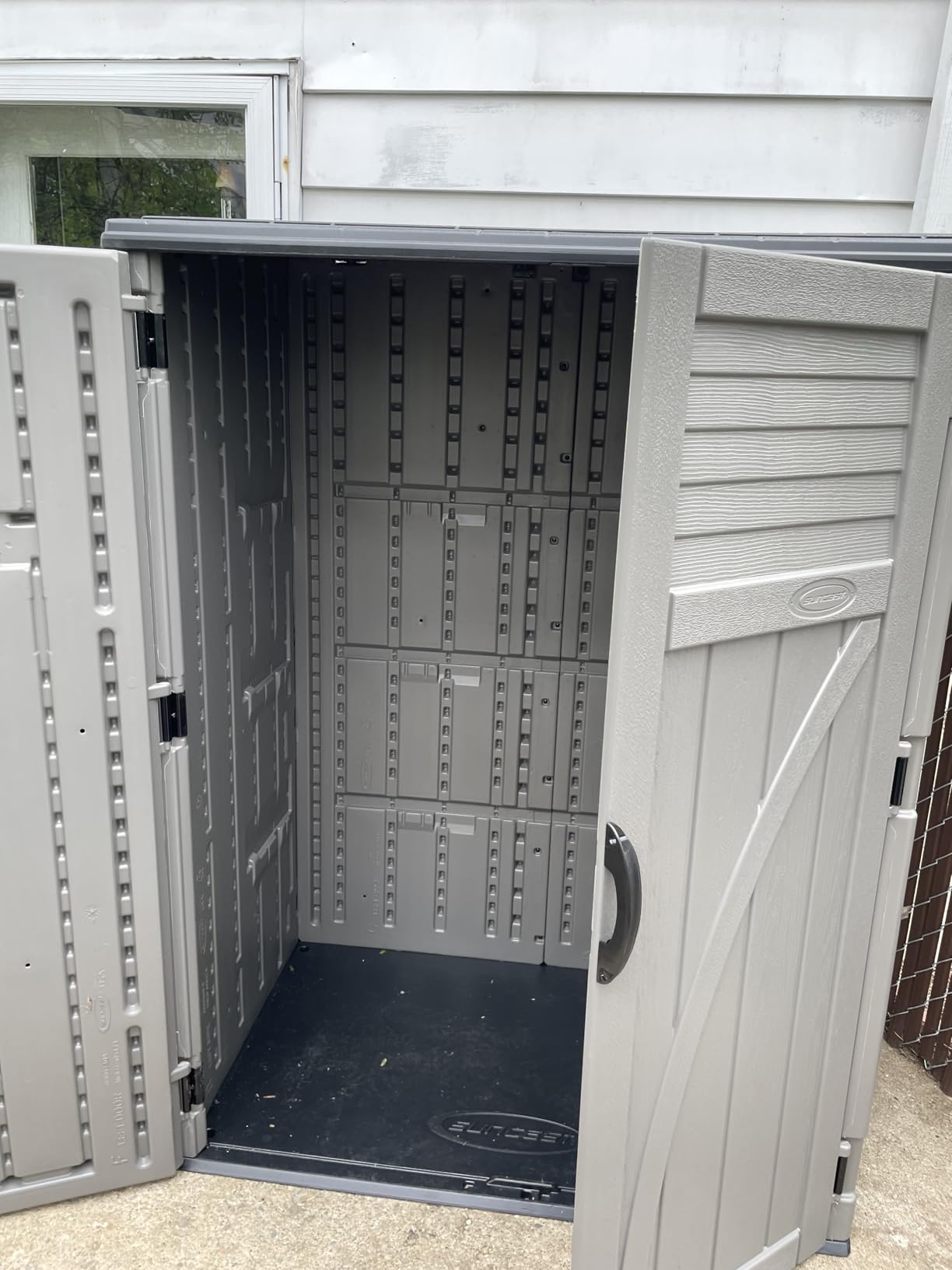 Suncast Outdoor Storage Cabinet Waterproof Resin Vertical Outdoor Storage Shed (54 cu. ft.) for Patio, Garden Tools, Cushions, & Equipment. Weatherproof Plastic Multi-Wall Design, Made in USA customer photo 2