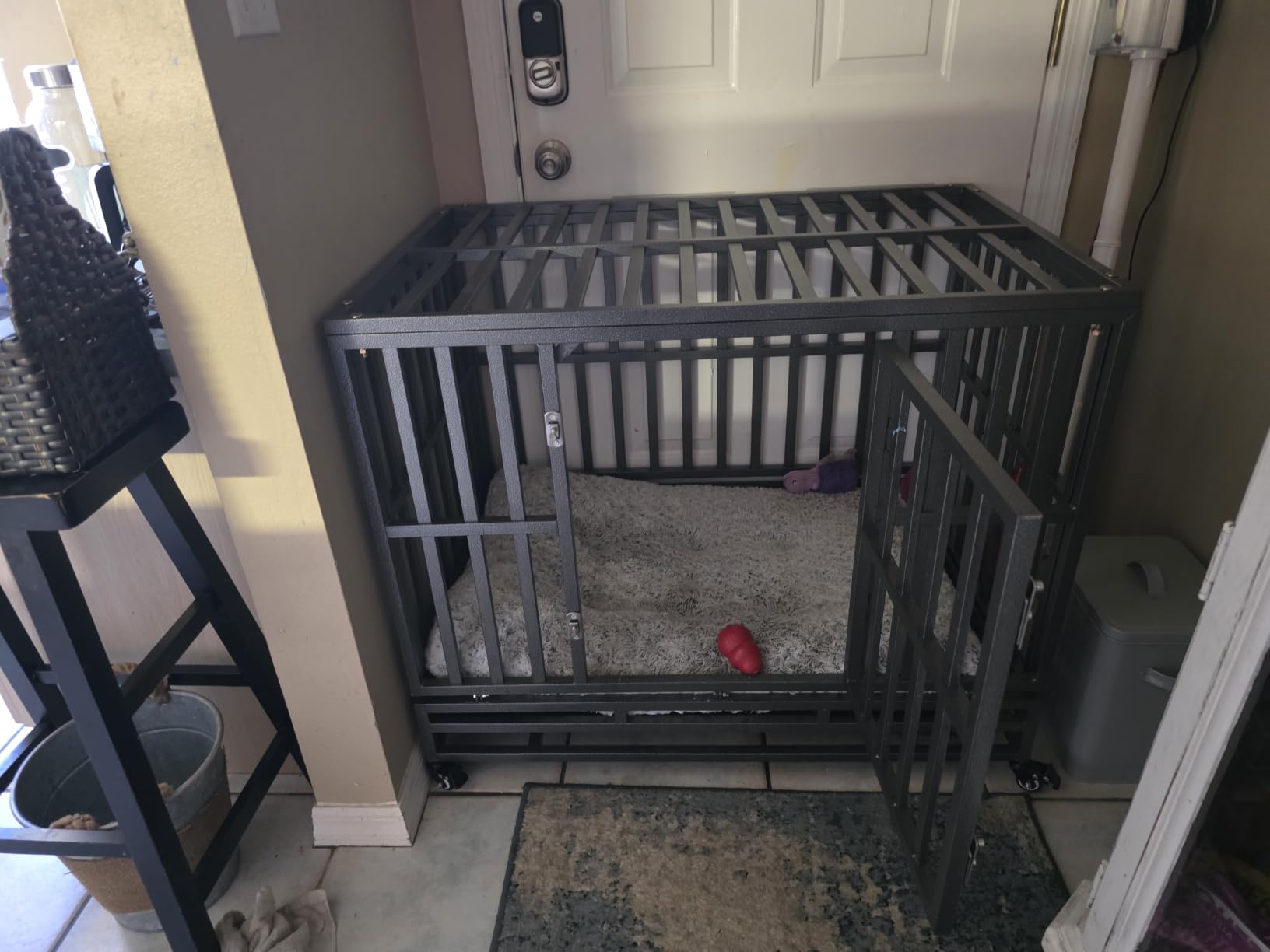 LUCKUP 38 Inch Heavy Duty Dog Cage Metal Kennel and Crate for Large Dogs,Easy to Assemble Pet Playpen with Four Wheels,Black customer photo 1