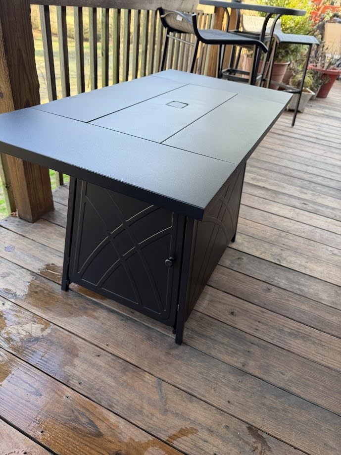 BALI OUTDOORS 42 inch Propane Fire Pit Patio Outdoor Fire Pit Table Large Black Firepits for Outside Rectangular customer photo 1