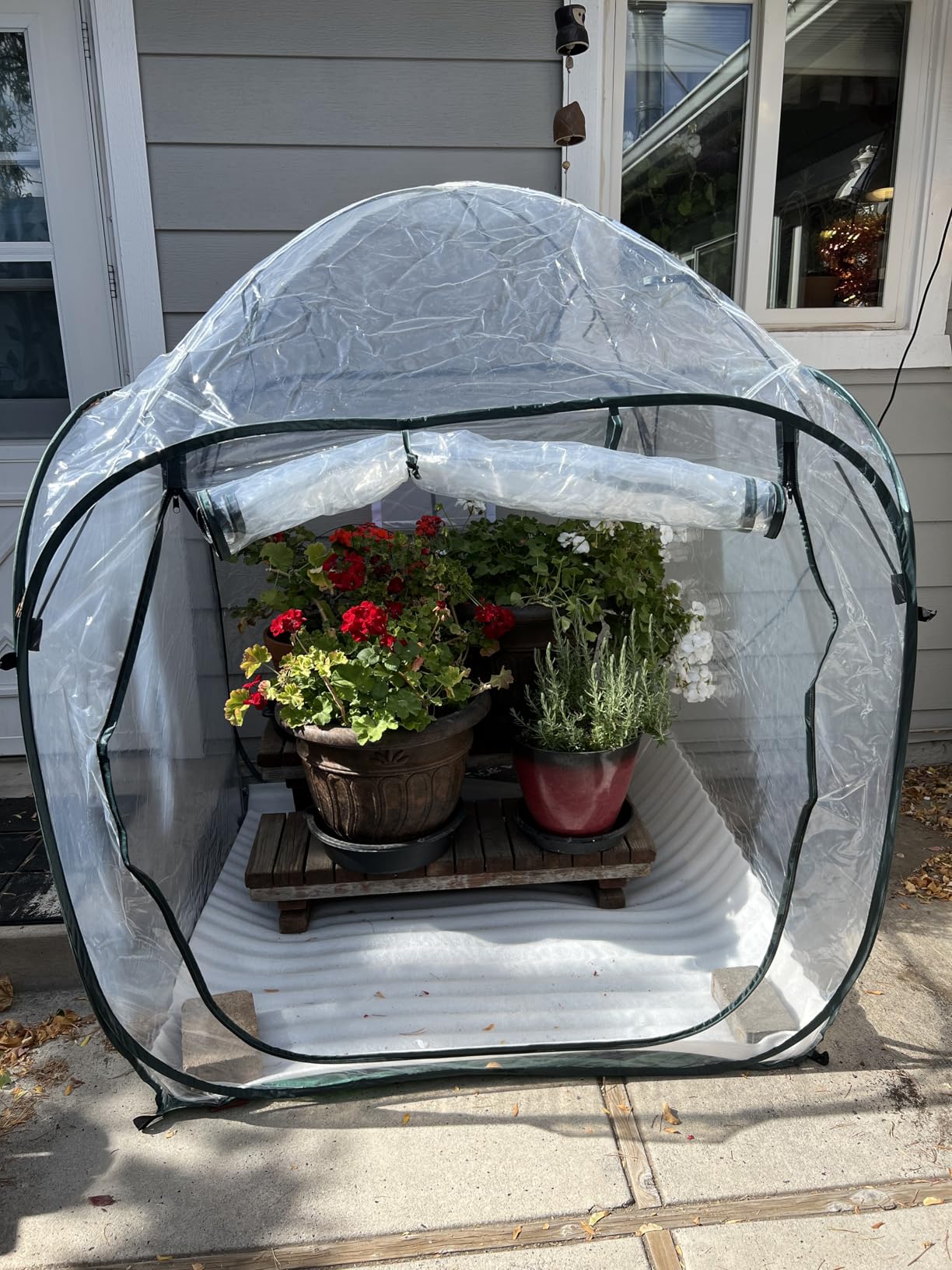 VIVOSUN 57x57x77-Inch Transparent Mini Walk-in Green House with Window and Anchor, Plant Garden Hot House 2 Tiers 8 Shelves, 4.7 x 4.7 x 6.4 FT customer photo 2