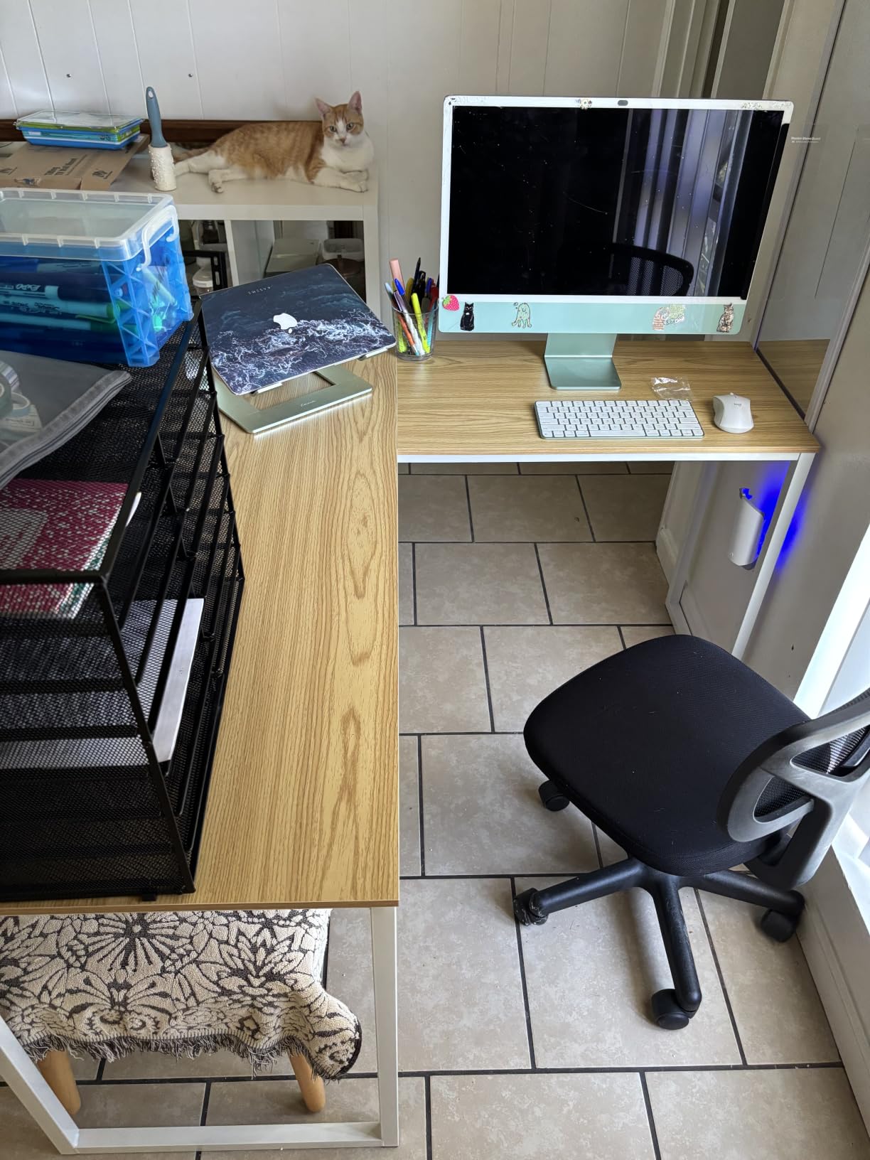 SHW Mission 55-Inch Home Office Computer Desk, Black customer photo 1
