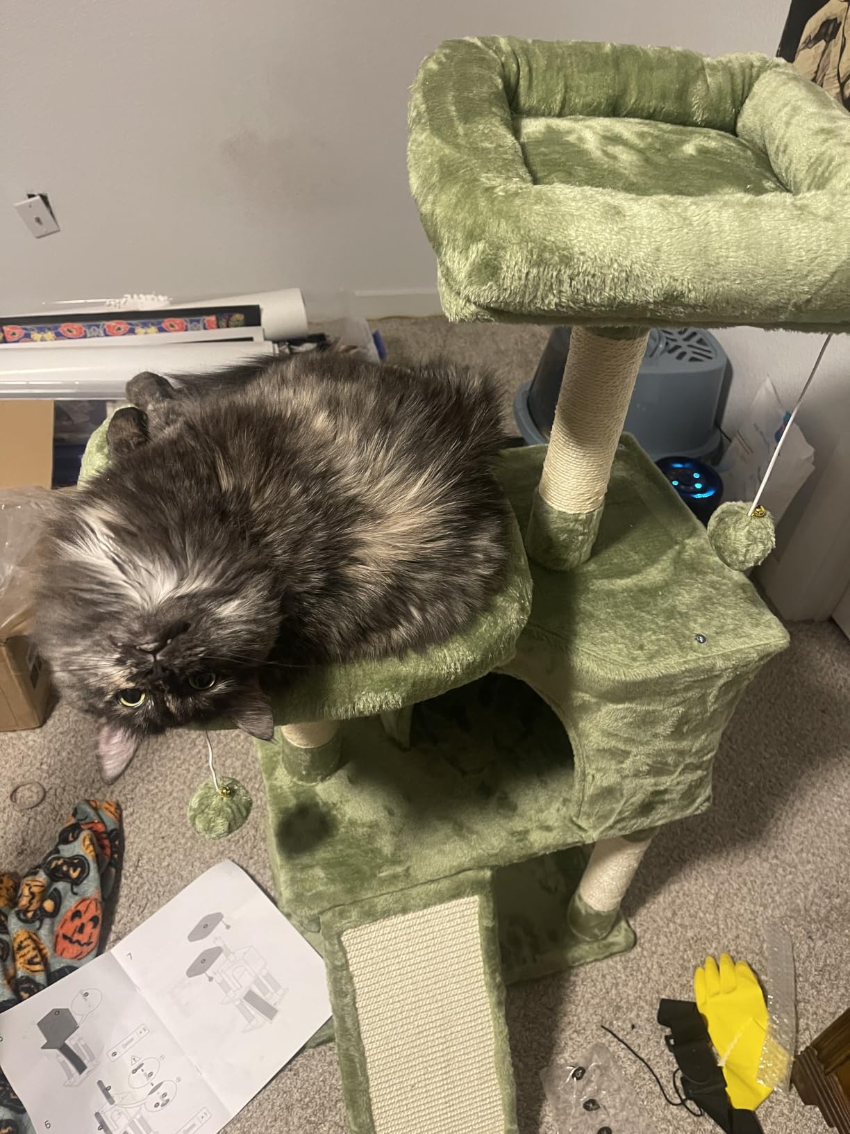 Feandrea Cat Tree, 45.3-Inch Cat Tower, Plush Condo with Scratching Post, Ramp, Perch, Spacious Cave, for Small Space, Light Gray UPCT141W01 customer photo 1