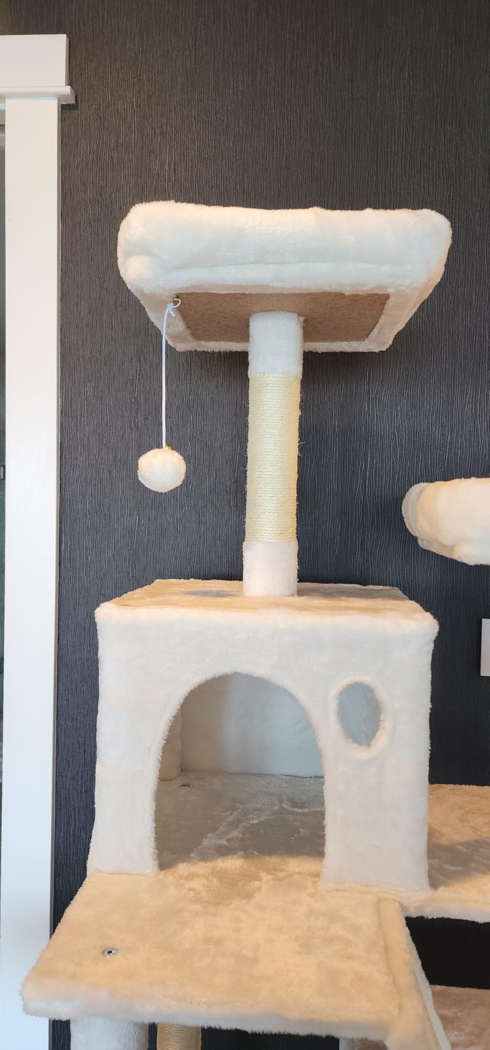 Feandrea Cat Tree, 81.1-Inch Large Cat Tower, Multi-Level Plush Condo with 13 Scratching Posts, 2 Perches, 2 Caves, Basket, Hammock, Pompoms, Smoky Gray UPCT190G01 customer photo 2