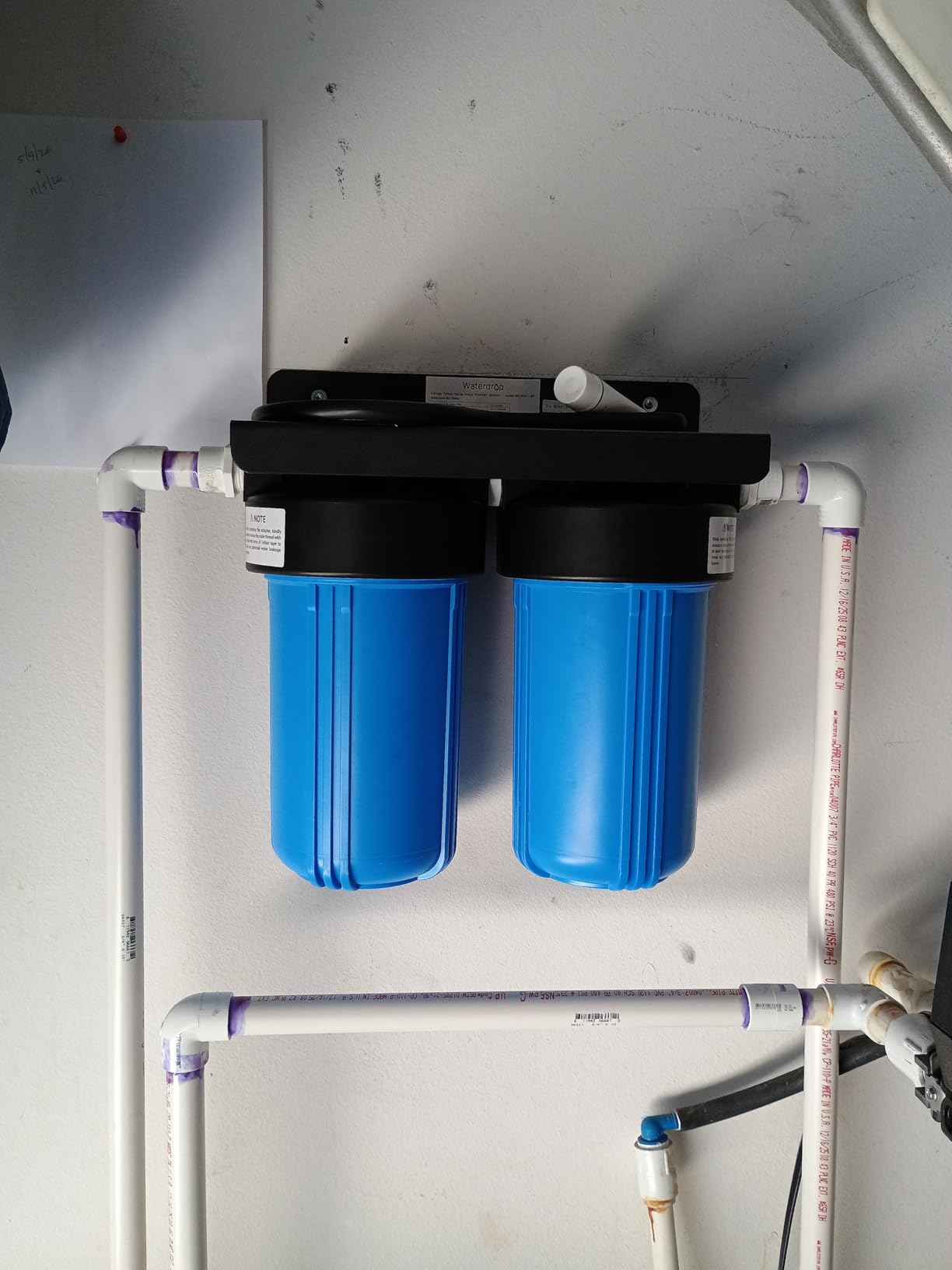 Waterdrop WHF21-PG 2-Stage Whole House Water Filter System, Highly Reduces Lead, Chlorine, Odor and Taste, 5-Stage Filtration, with Carbon Filter and Sediment Filter, 5 Micron, 1