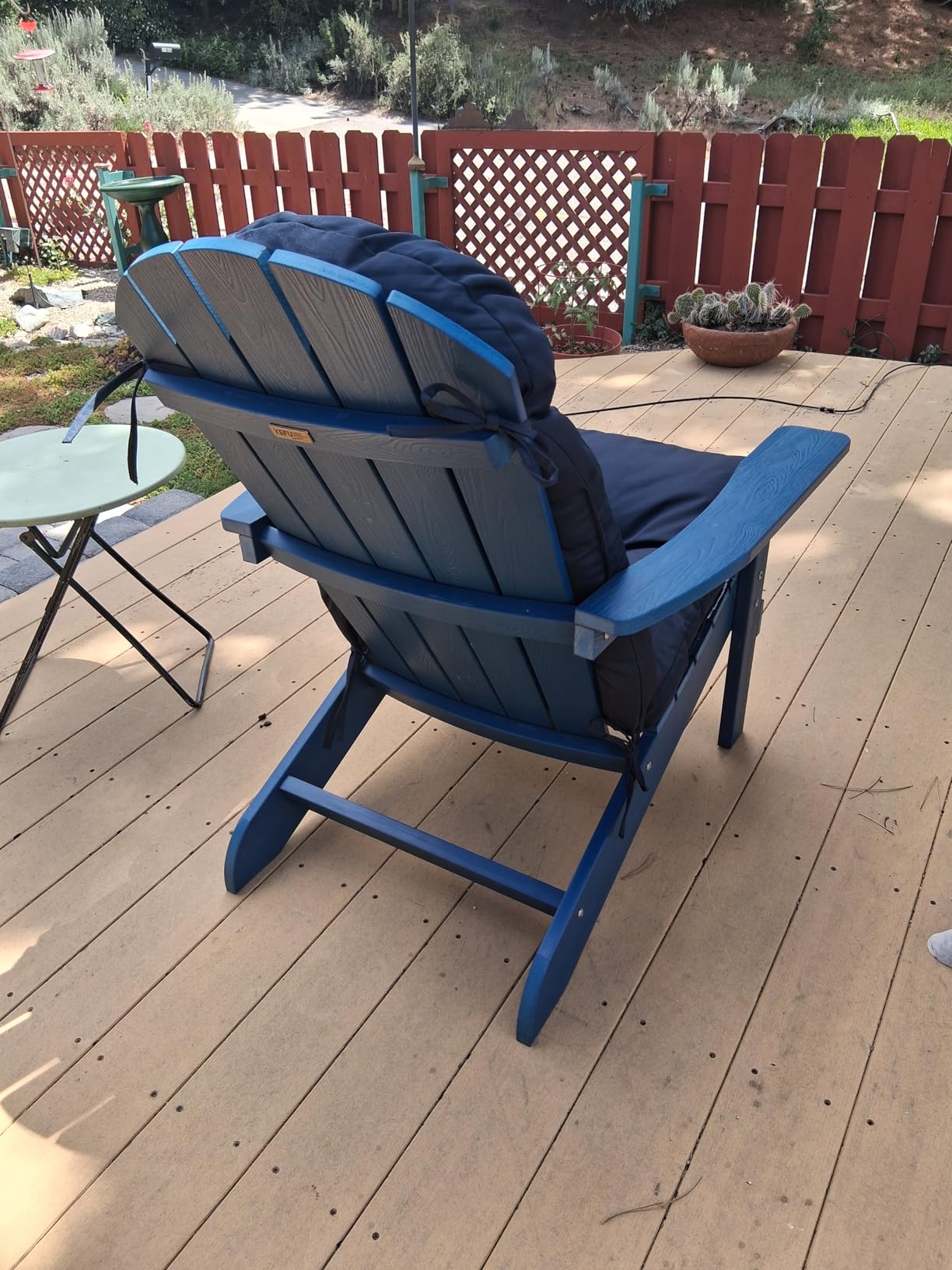 YEFU Adirondack Chair Weather Resistant: Outdoor Chair HIPS Plastic Adirondack Chairs - Patio Chairs with Cup Holder & Wood Texture - Lawn Fire Pit Deck Porch Garden Chairs for Adults (Blue) customer photo 1