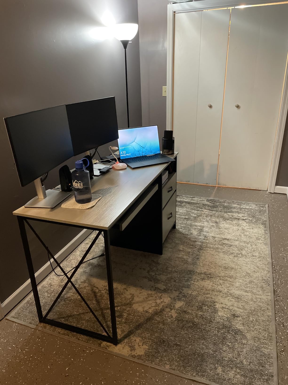 Bestier Office Desk with Drawers, 55 Inch Industrial Computer Desk with Storage, Wood Teacher Desk with Keyboard Tray & File Drawer for Home Office, Dark Gray Oak customer photo 2
