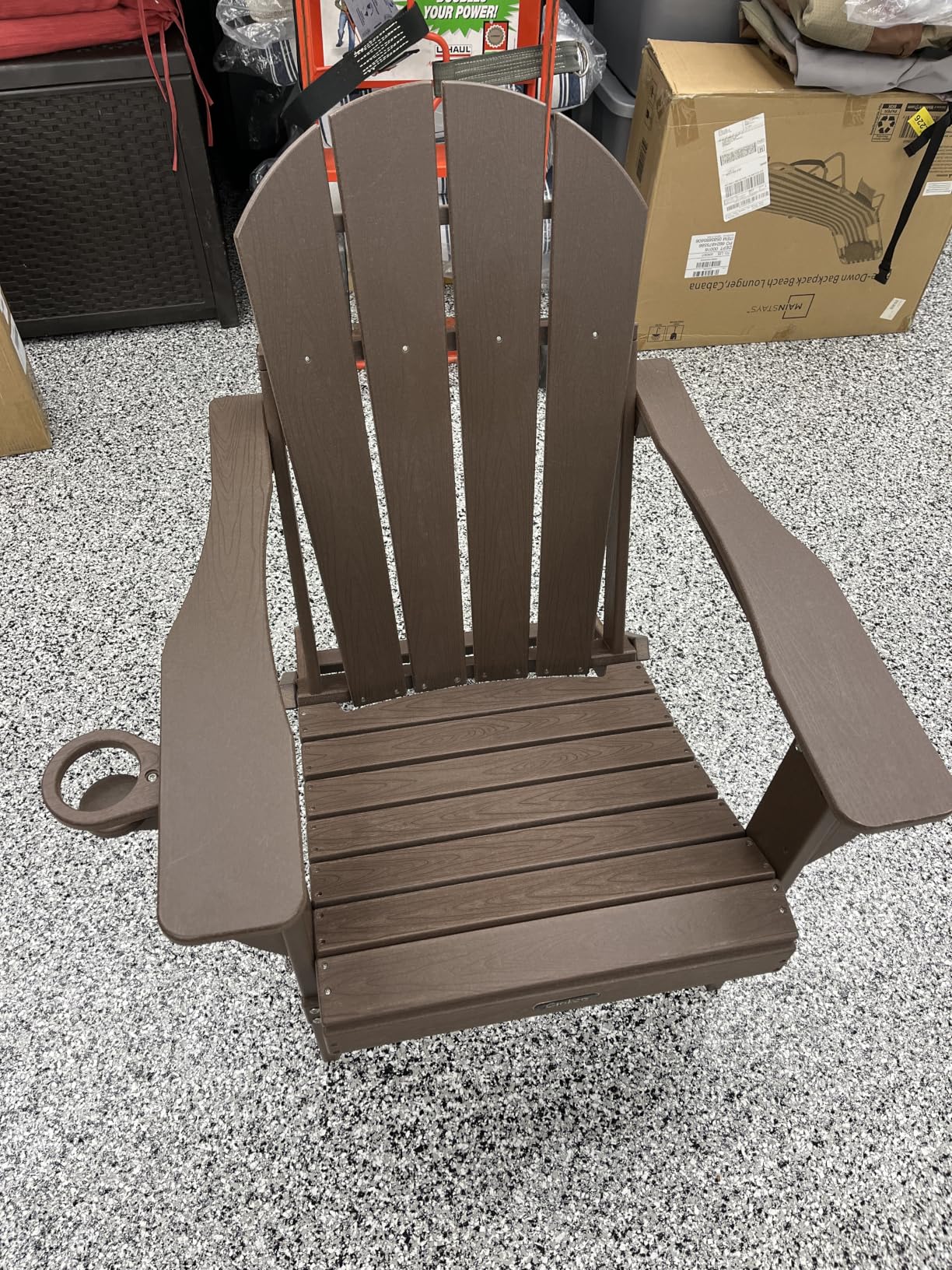 Ciokea Folding Adirondack Chair Wood Texture, Patio Adirondack Chair Weather Resistant, Plastic Fire Pit Chair with Cup Holder, Lawn Chair for Outdoor Porch Garden Backyard Deck (Teak) customer photo 1