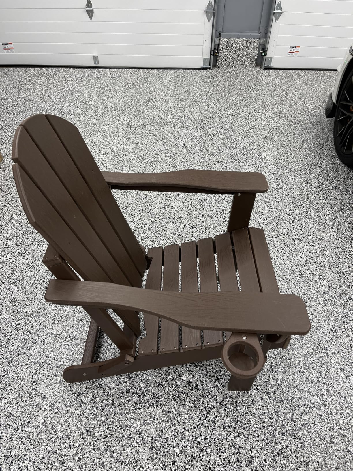 Ciokea Folding Adirondack Chair Wood Texture, Patio Adirondack Chair Weather Resistant, Plastic Fire Pit Chair with Cup Holder, Lawn Chair for Outdoor Porch Garden Backyard Deck (Teak) customer photo 2