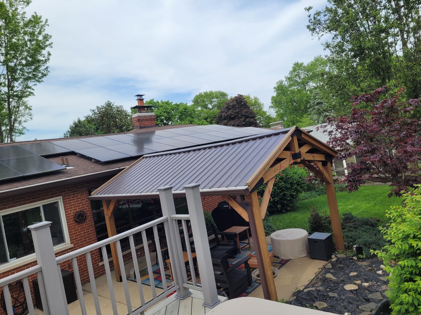 Backyard Discovery Norwood 10' x 10' Cedar Wood Outdoor Gazebo Pavilion with Hardtop Galvanized Steel Peak Roof, Snow Support, Wind Resistance, PowerPort, Shade for Garden, Patio, Deck, Entertaining customer photo 2