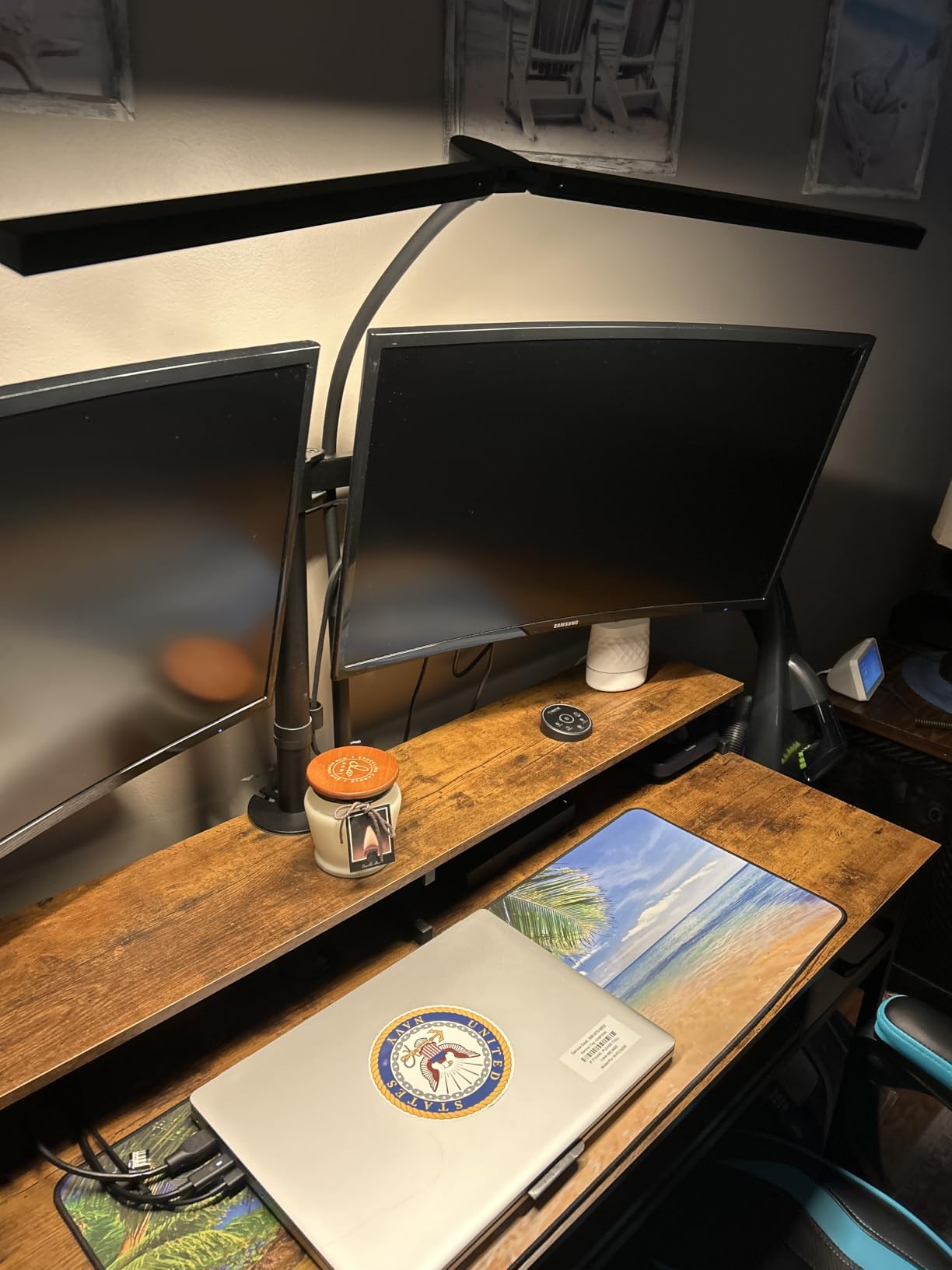 Pzloz Led Desk Lamp for Office Home - Eye Caring Architect lamp with Clamp, Dual Screen Computer Monitor Work Smart Light: 24W 5 Color Flexible Adjustable Lighting Table Lamp for Study Drafting customer photo 2
