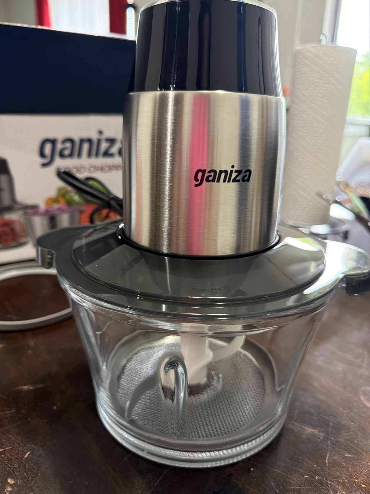 Ganiza Food Processors with 2 Bowls, 450W Meat Grinder Vegetable Chopper | 2-Speed Electric Food Chopper with 8 Cup Glass & 8 Cup Stainless Steel Bowls - Includes 2 Sets of Blades for Fruits/Meat/Nuts customer photo 1