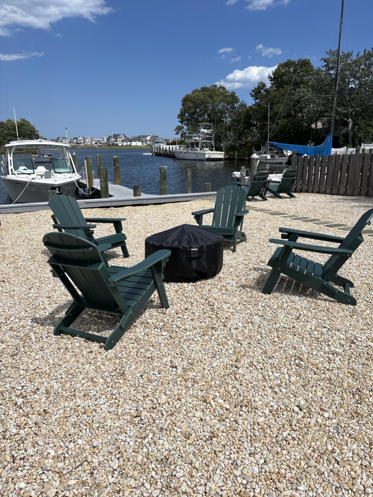 GREENVINES Folding Adirondack Chairs Set of 2 | HDPE Plastic | Fire Pit Chair | All Weather | Cup Holder | Blue | for Deck Backyard Patio Outdoor Garden customer photo 1