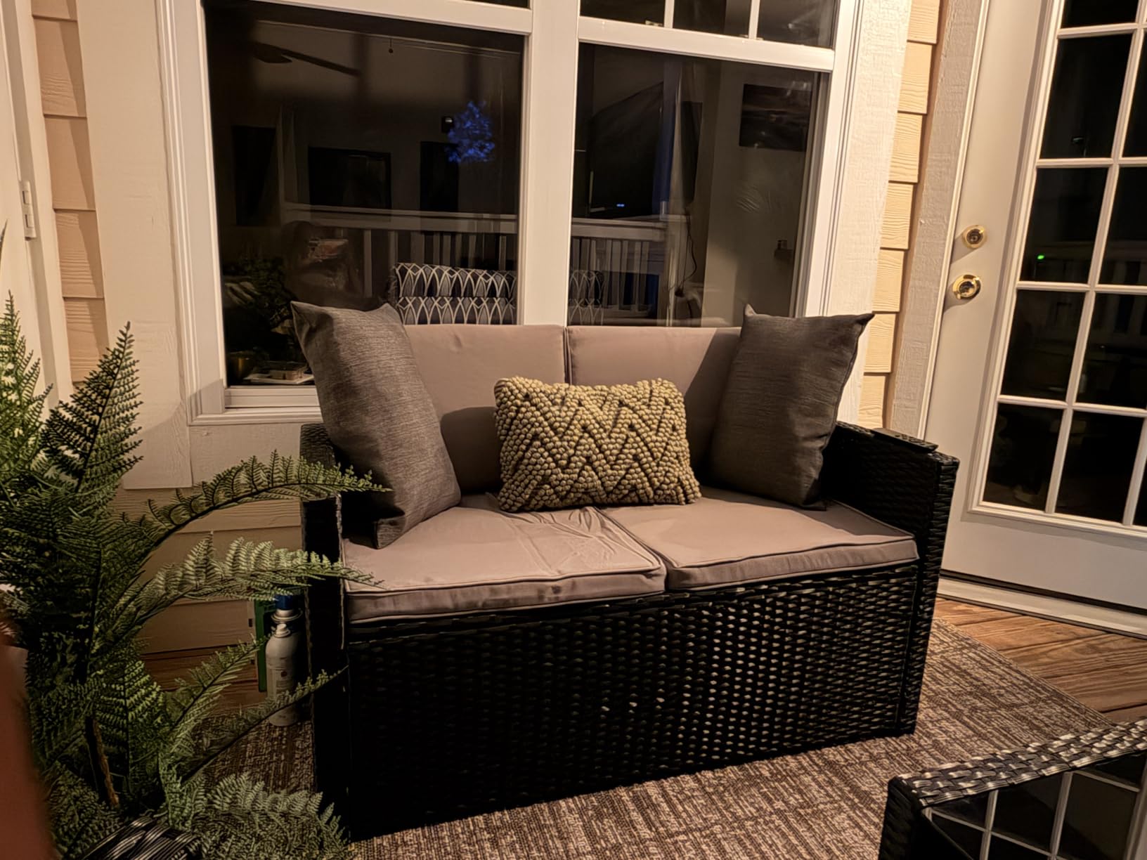 KROFEM 4-Piece Patio Furniture Set, Wicker Outdoor Rattan Sectional Sofa with Cushions and Glass Table, All-Weather Outdoor Conversation Set for Garden, Porch, Backyard, Patio, Light Grey customer photo 1