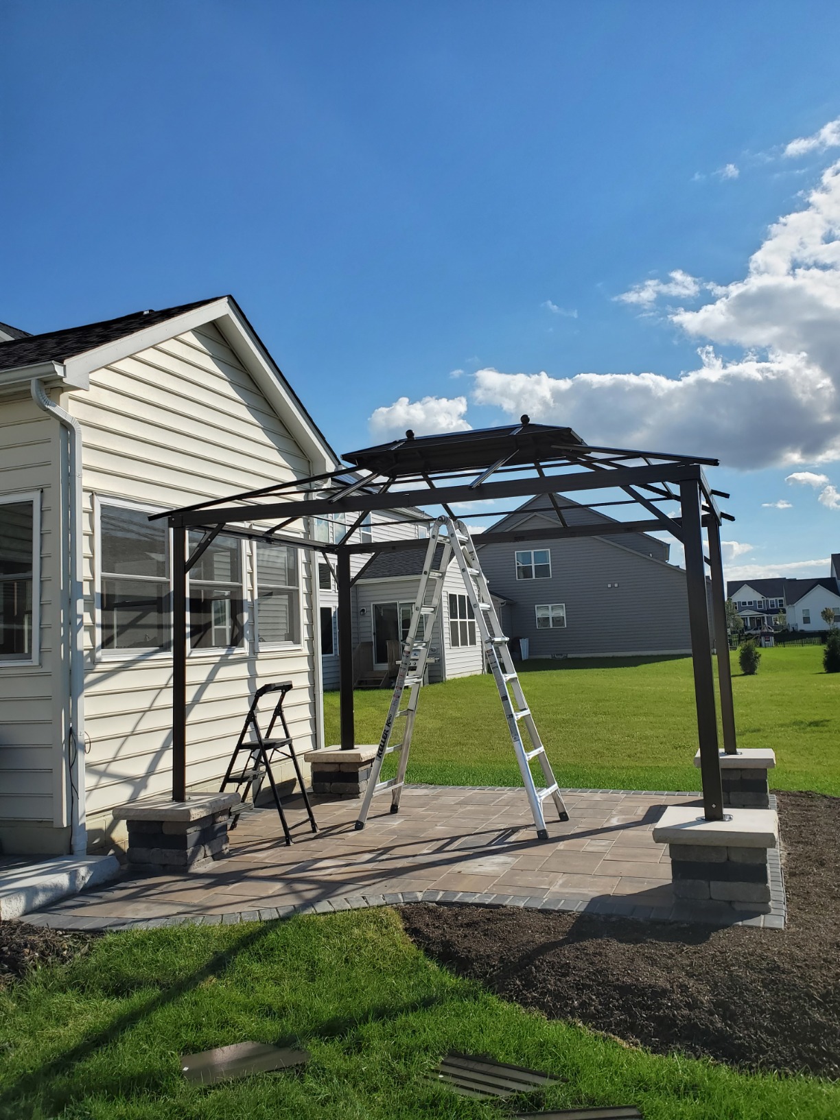 EROMMY 10' x 12' Hardtop Gazebo, Aluminum Frame Gazebos with Galvanized Steel Double Roof, Permanent Outdoor Metal Pavilion with Curtain and Netting for Patio, Lawn, Deck customer photo 2