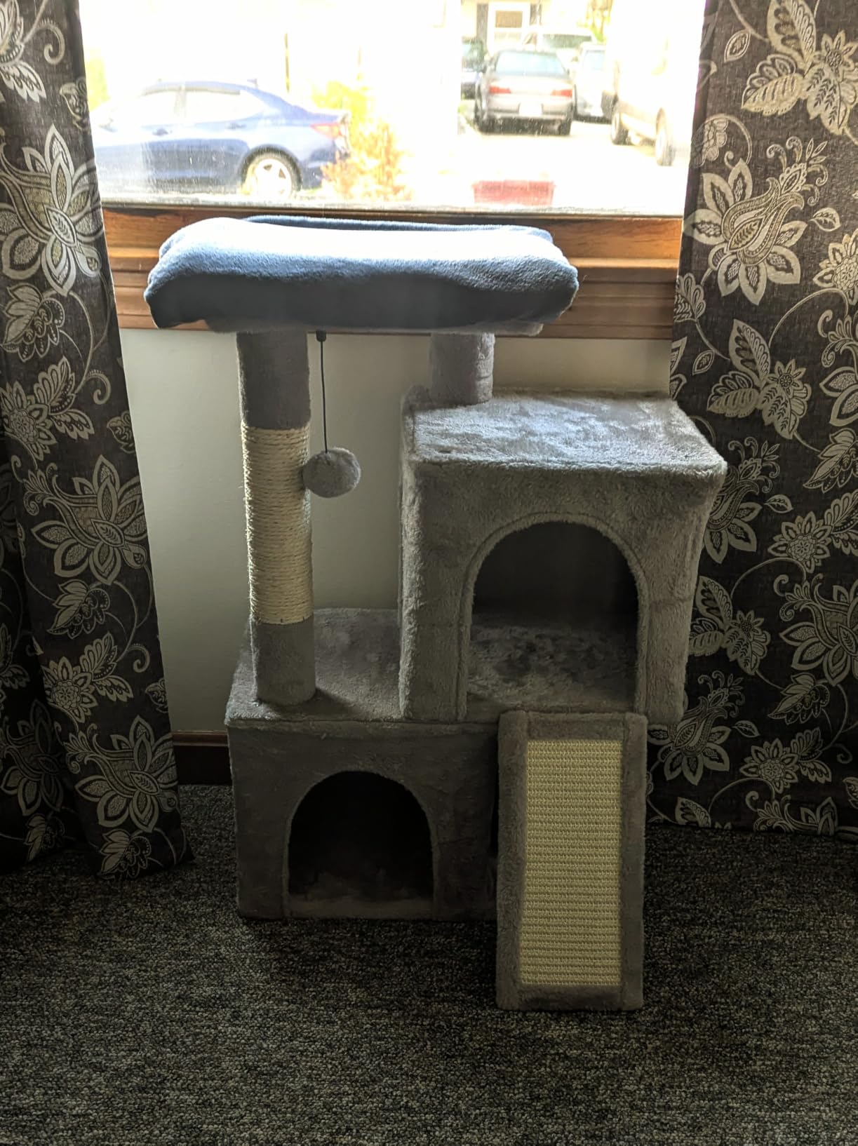 PAWZ Road Cat Tree, 30 Inches Cat Tower with Dual Condos for Indoor Cats, Plush Cat House with Padded Perch, Scratching Ramp and Posts and Replaceable Balls-Beige customer photo 2