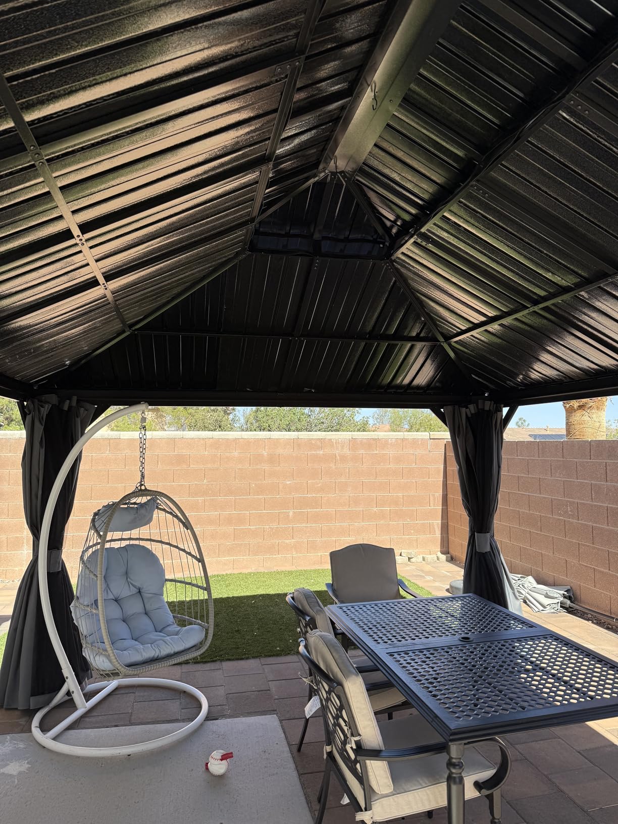 Aoxun 12' X 16' Hardtop Gazebo with Drainage System, Aluminum Outdoor Gazebo with Galvanized Steel Double Roof, Patio Permanent Metal Pavilion with Netting, for Garden, Deckyard, Grey customer photo 2