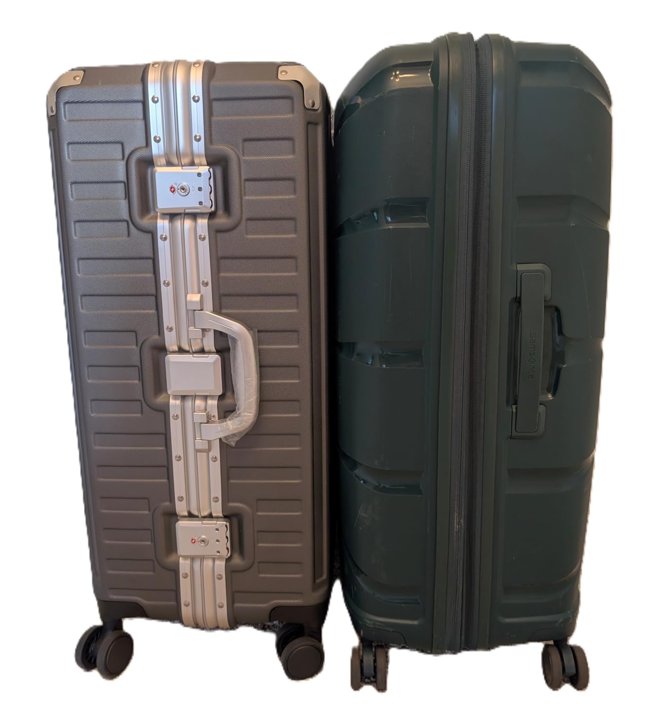 LUGGEX Checked Suitcase with Spinner Wheels, 8010S Aluminum Frame Zipperless Polycarbonate Hard Shell Suitcase (ZX-Core, Charcoal Metallic, 28 Inch) customer photo 2