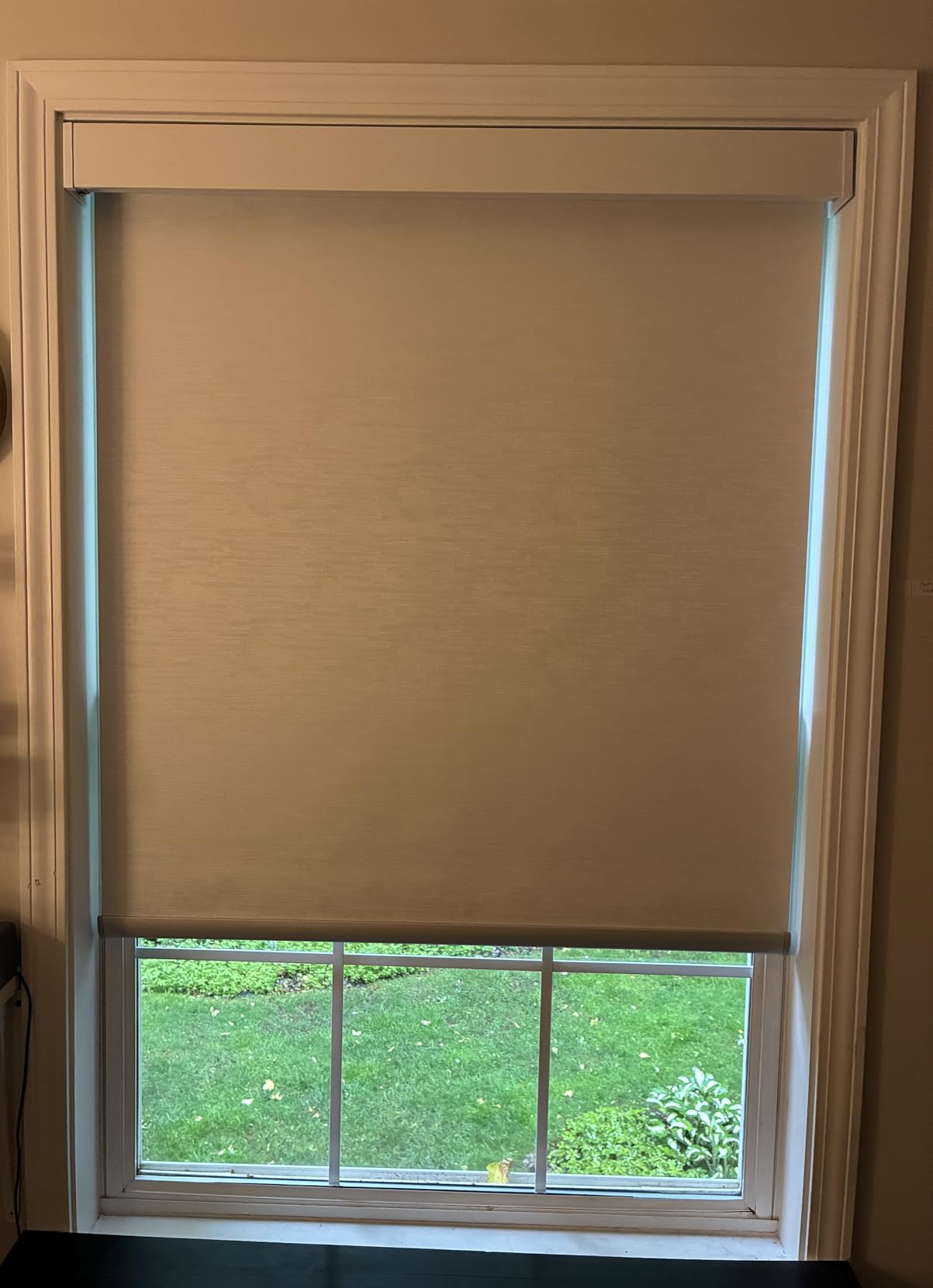 Aprilsmart Motorized Blinds with Remote, 100% Blackout Smart Blinds Compatible with Apple HomeKit Alexa Google Home- Voice and app Control, Motorized Roller Shades Custom Size (Linen White-02) customer photo 1